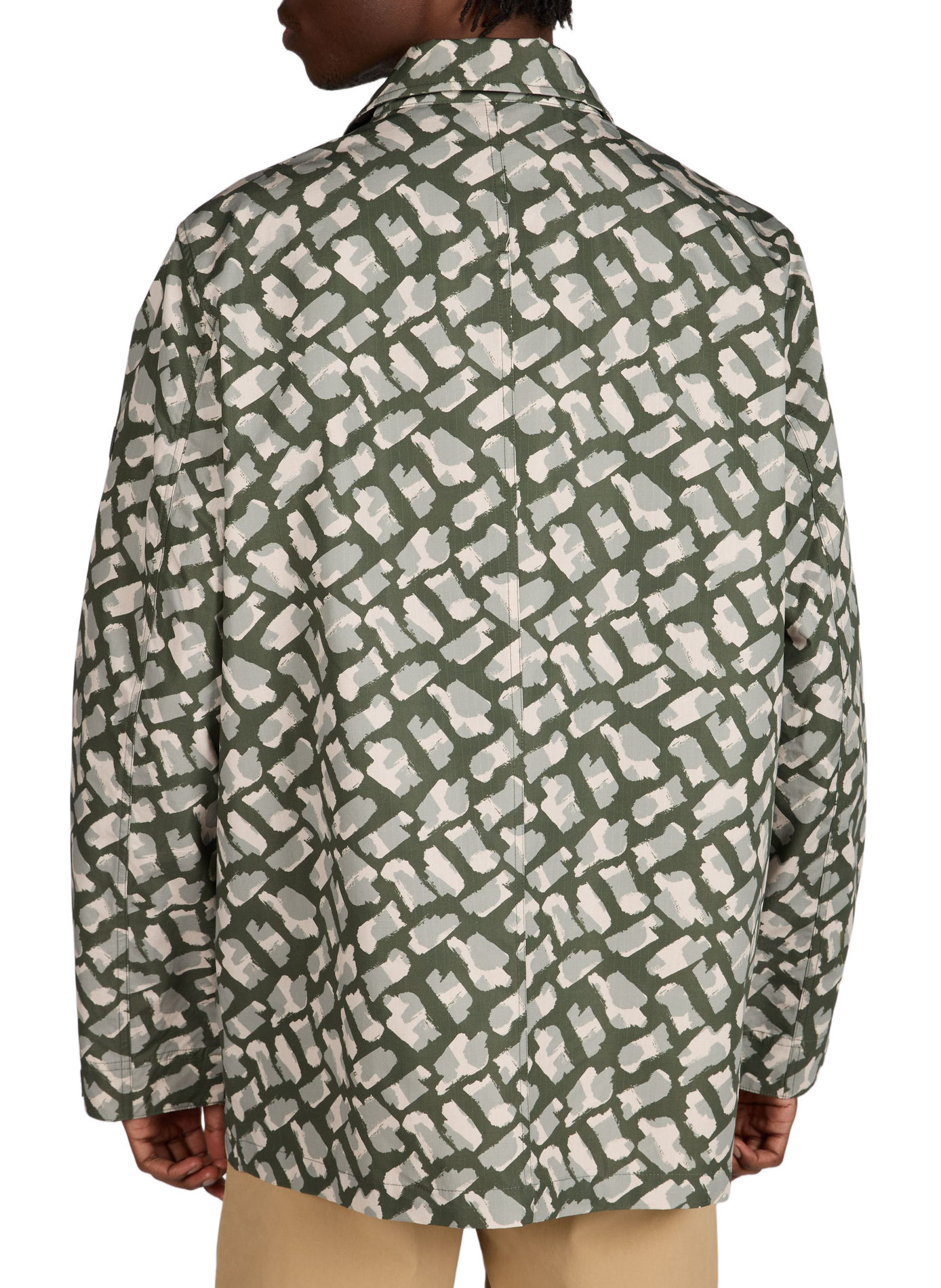 Printed parka with high collar in blended cotton AIGLE Khaki