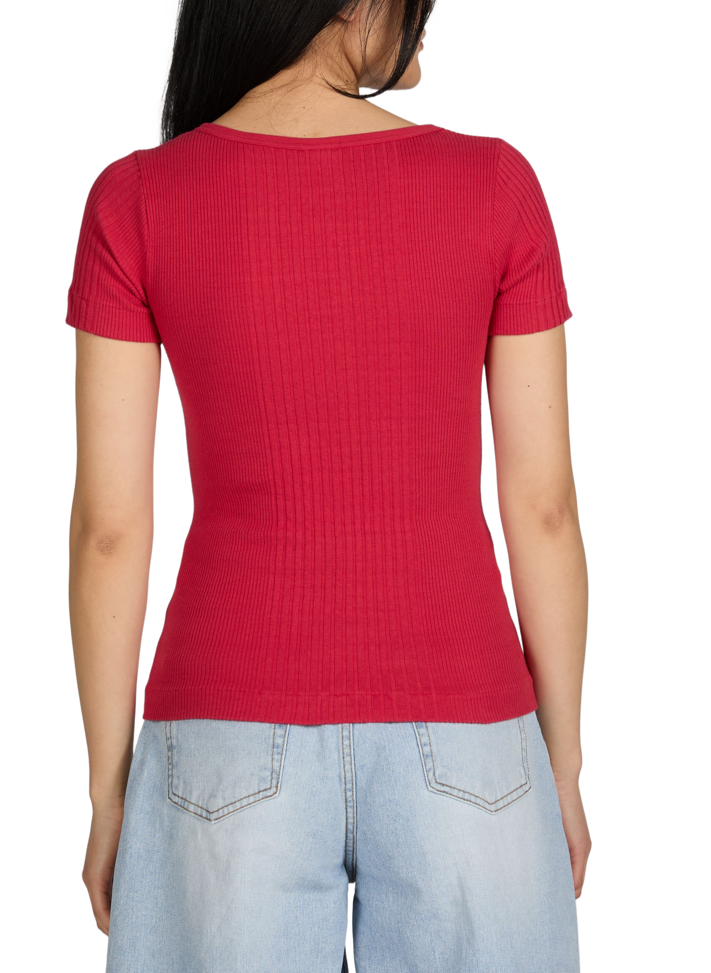 Camiseta Rani acanalada de algodón PURE SUGAR Rojo