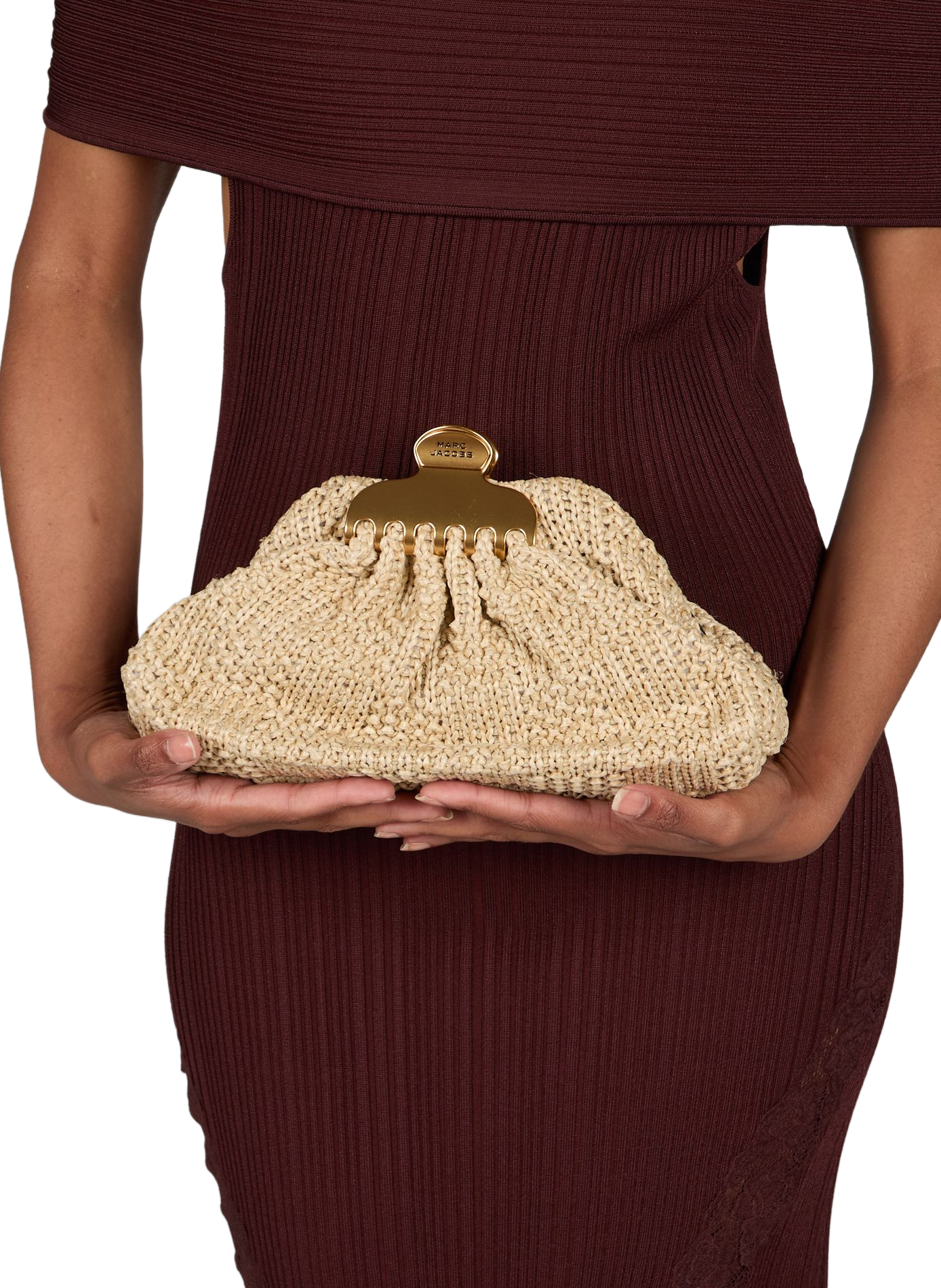 Handtas The Summer Woven Glam Small Clutch MARC JACOBS Beige