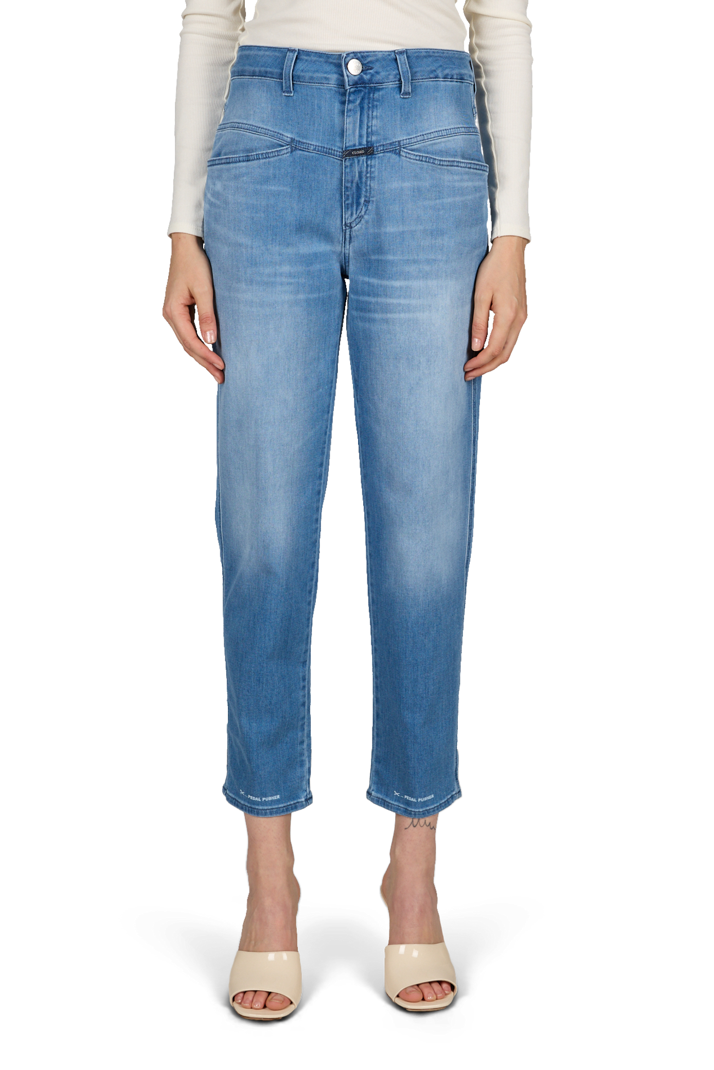High-waisted stretch jeans in a cotton blend CLOSED Blue