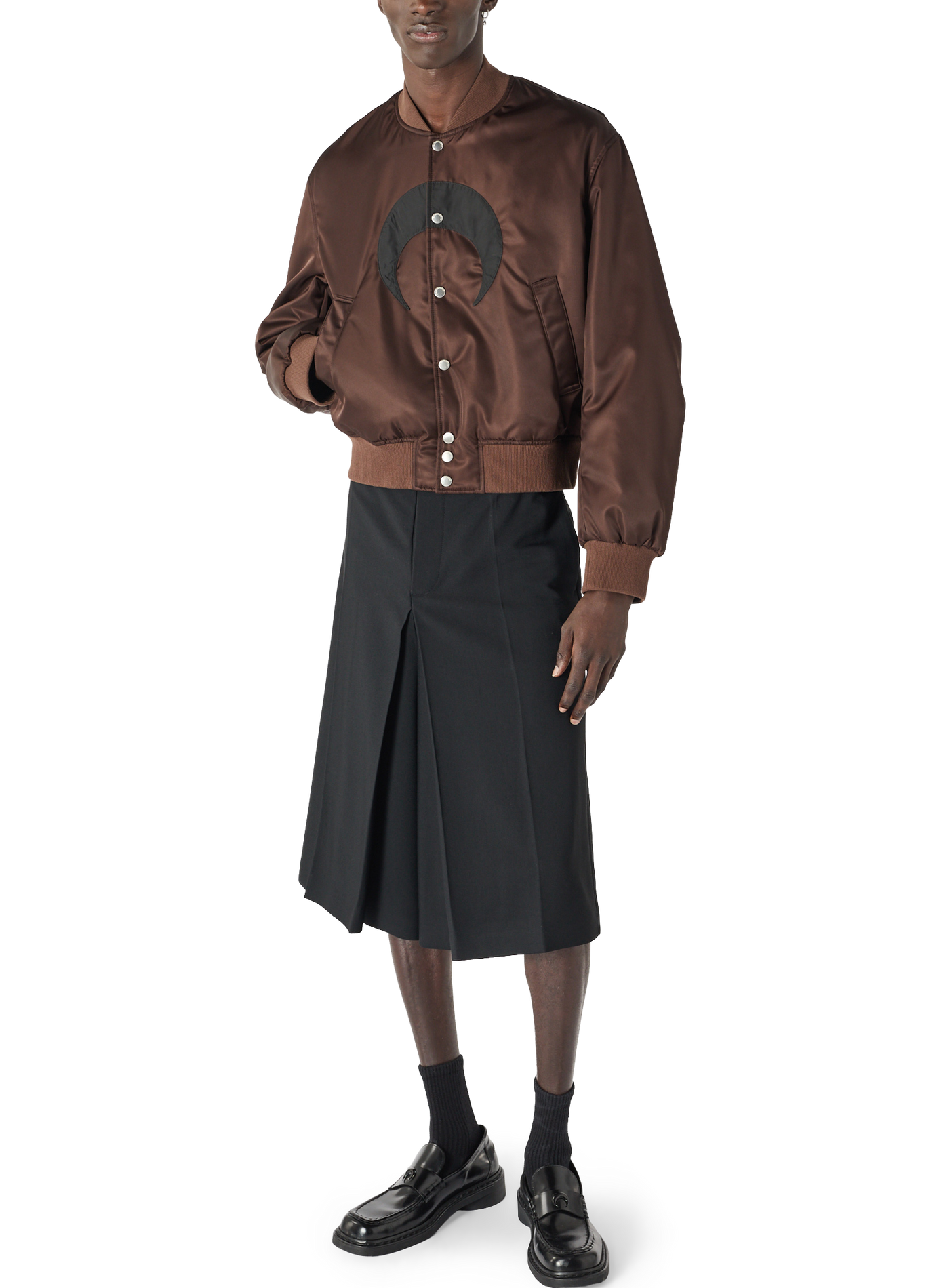 Bermuda tailleur en sergé de laine à plis | Noir MARINE SERRE Homme