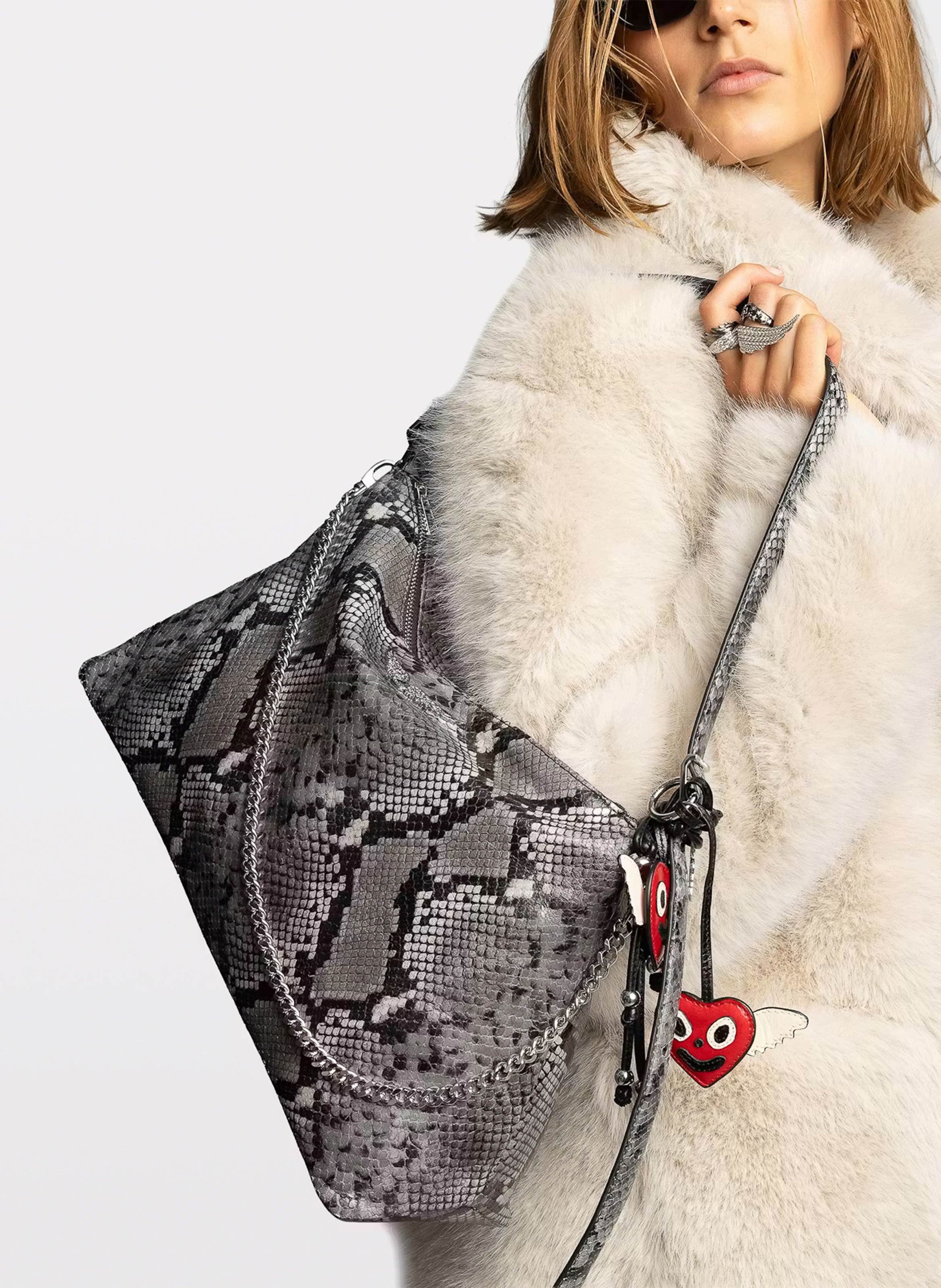 Sac jacquard serpent en cuir jim ZADIG&VOLTAIRE Gris