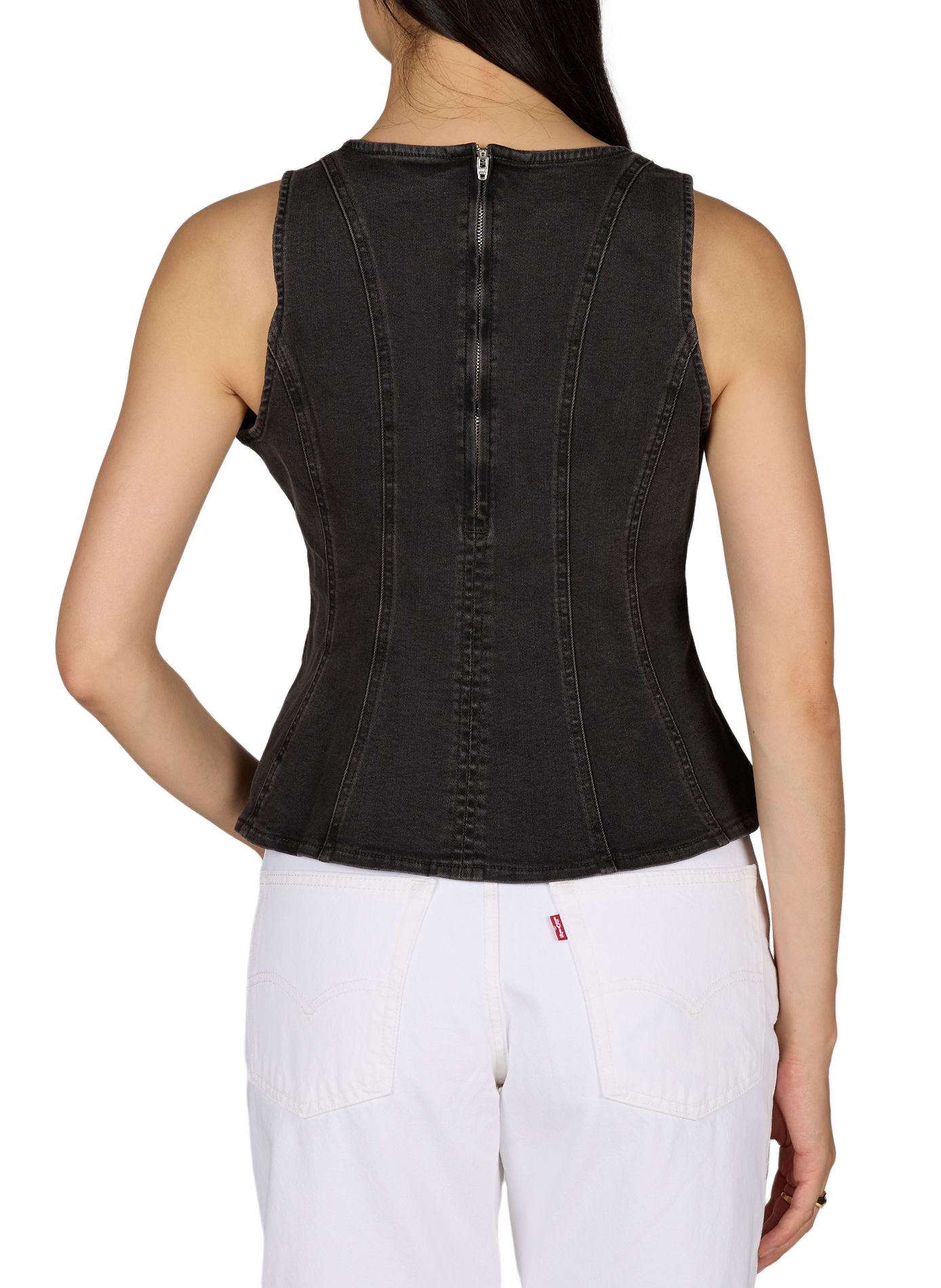 Taillierte ärmellose Bluse aus gemischter Baumwolldenim LEVI'S Schwarz