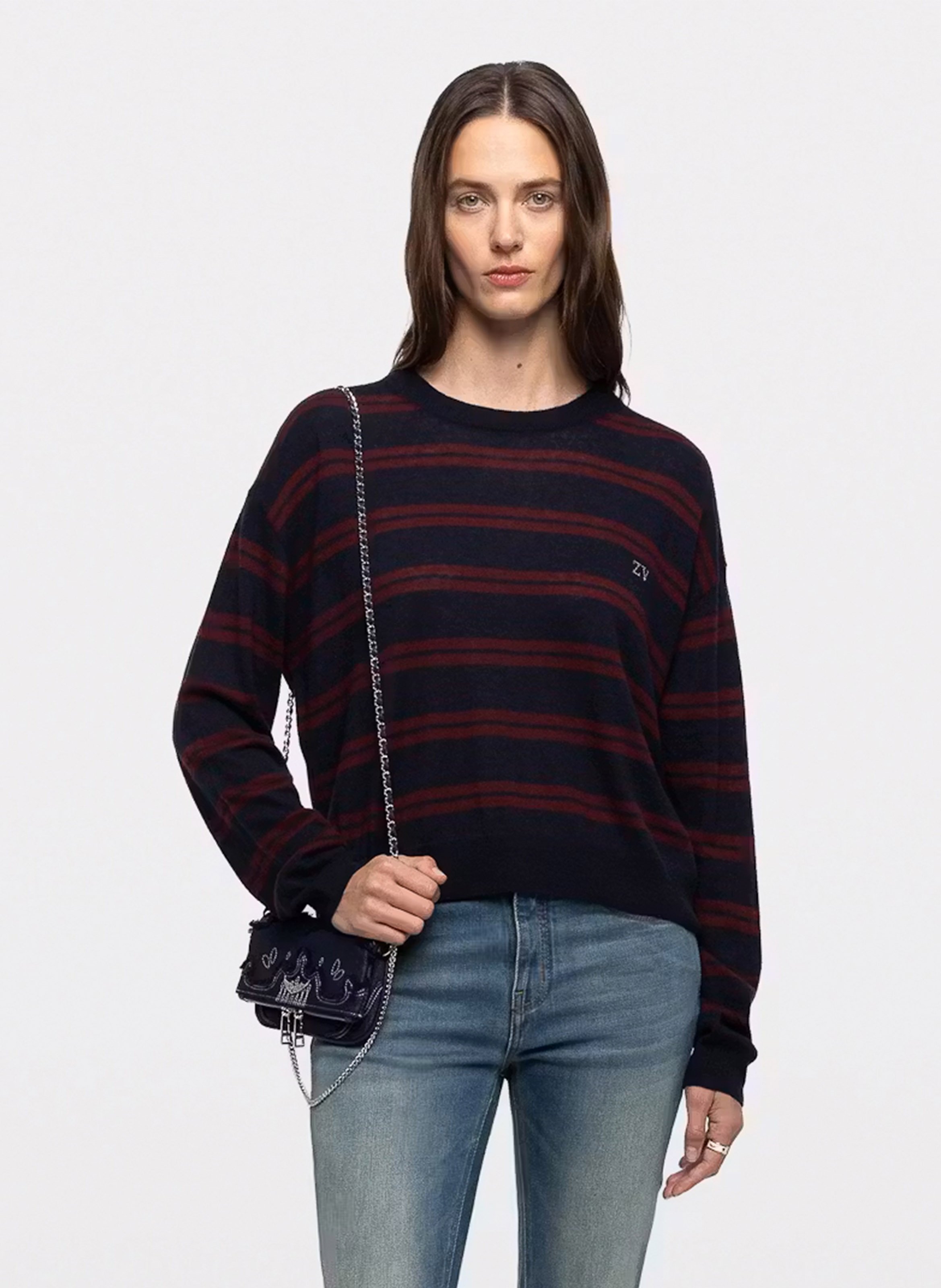 Rechte ronde hals trui van kasjmier Swapy. ZADIG&VOLTAIRE Blauw