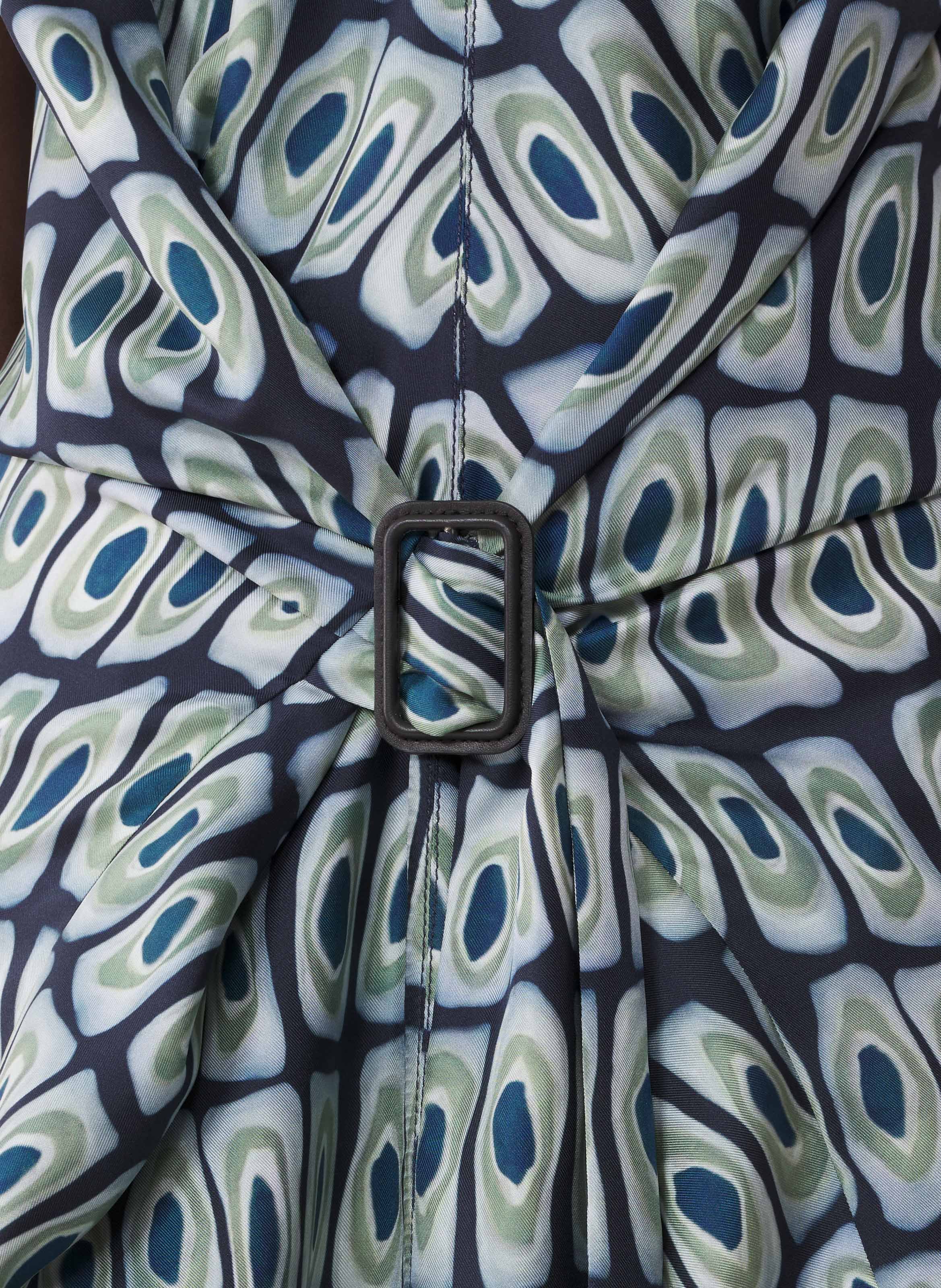 Robe cape en soie imprimée LANVIN Vert