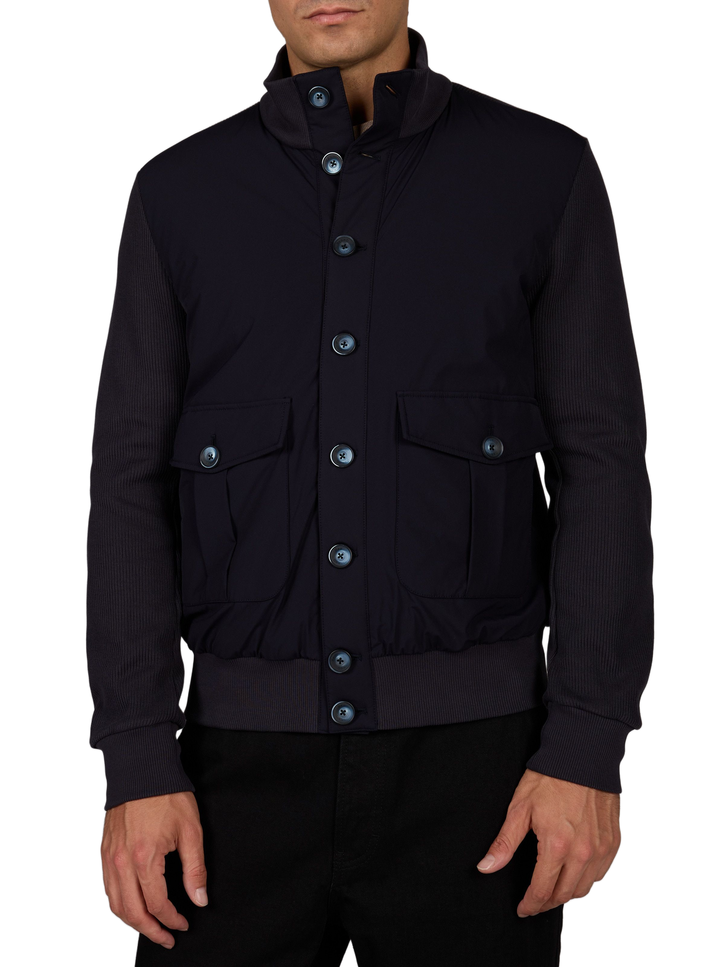 Buttoned high-neck jacket HERNO Blue