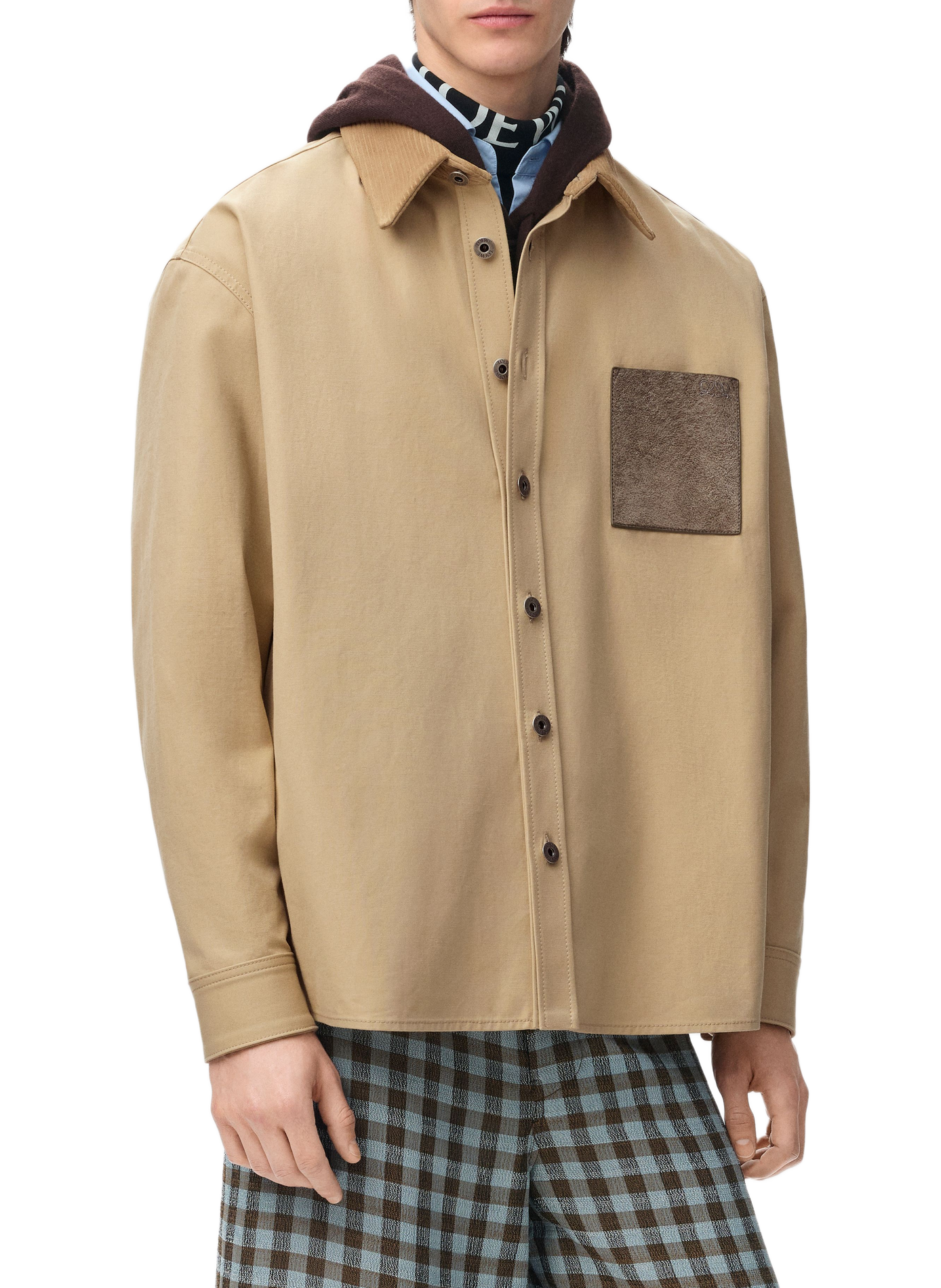Surchemise en toile de coton et cuir LOEWE Beige