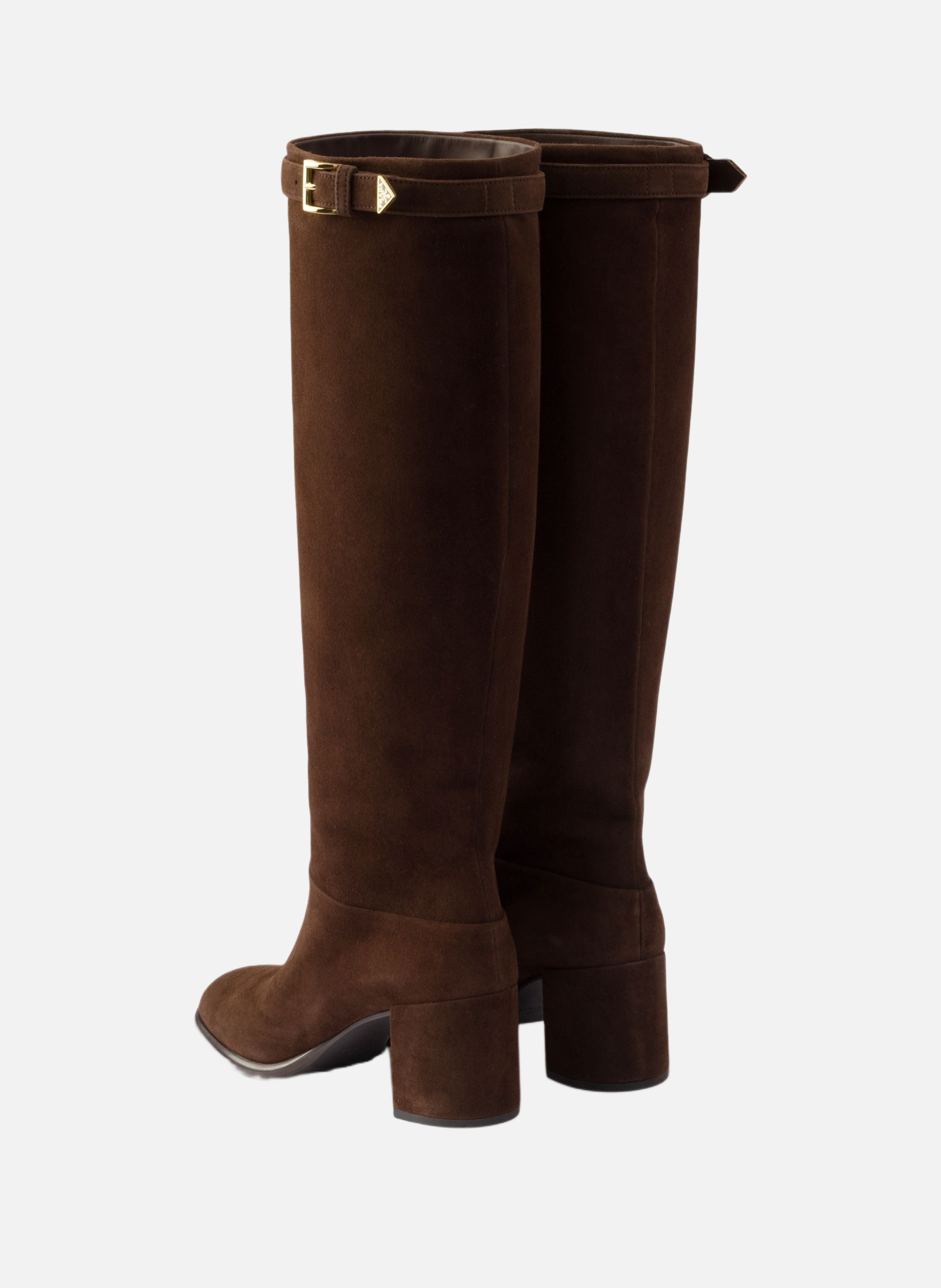 Bottes en veau velours PRADA Marron