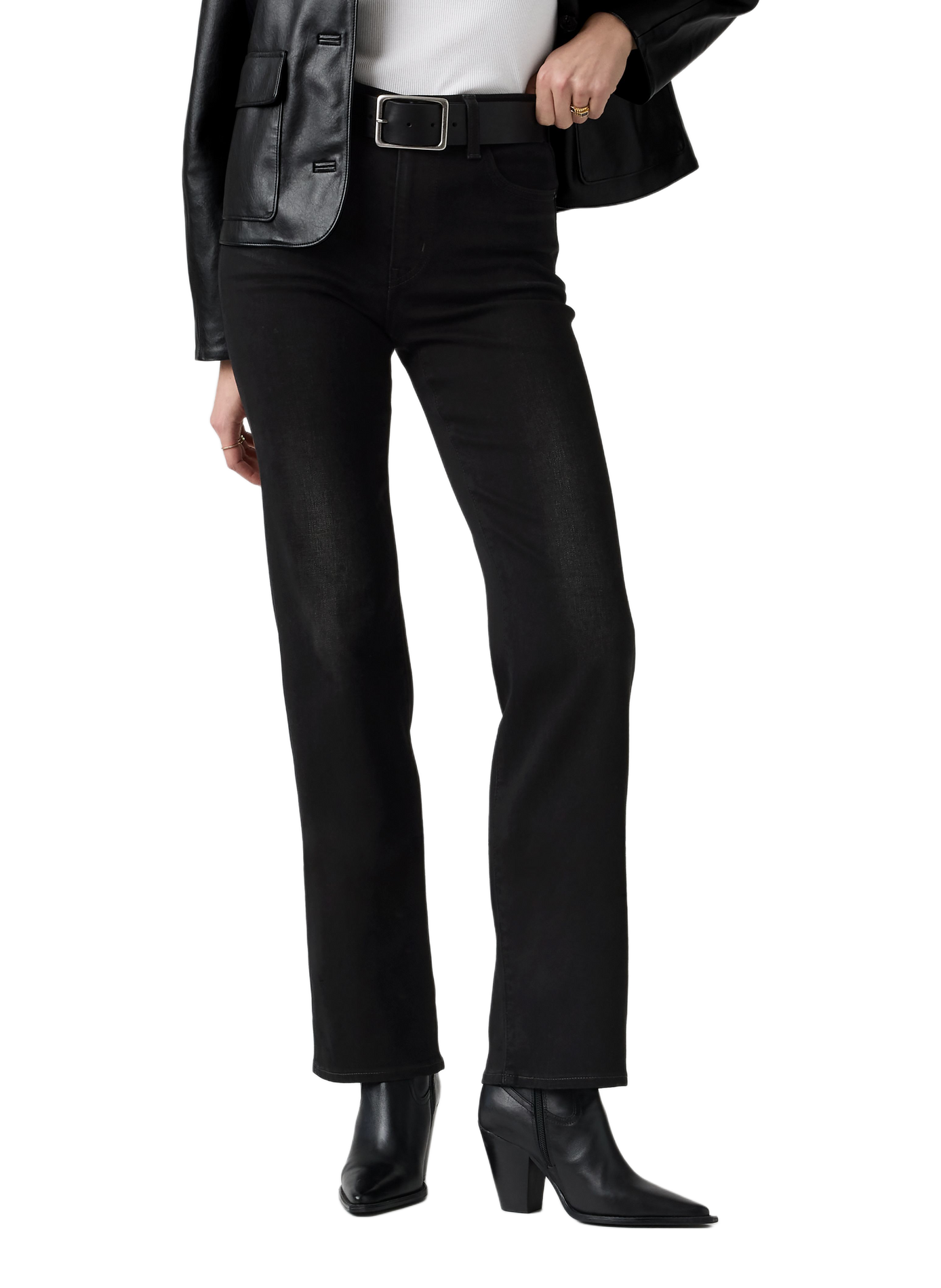 Slim jeans 722 met hoge taille van gemengd katoen LEVI'S Zwart
