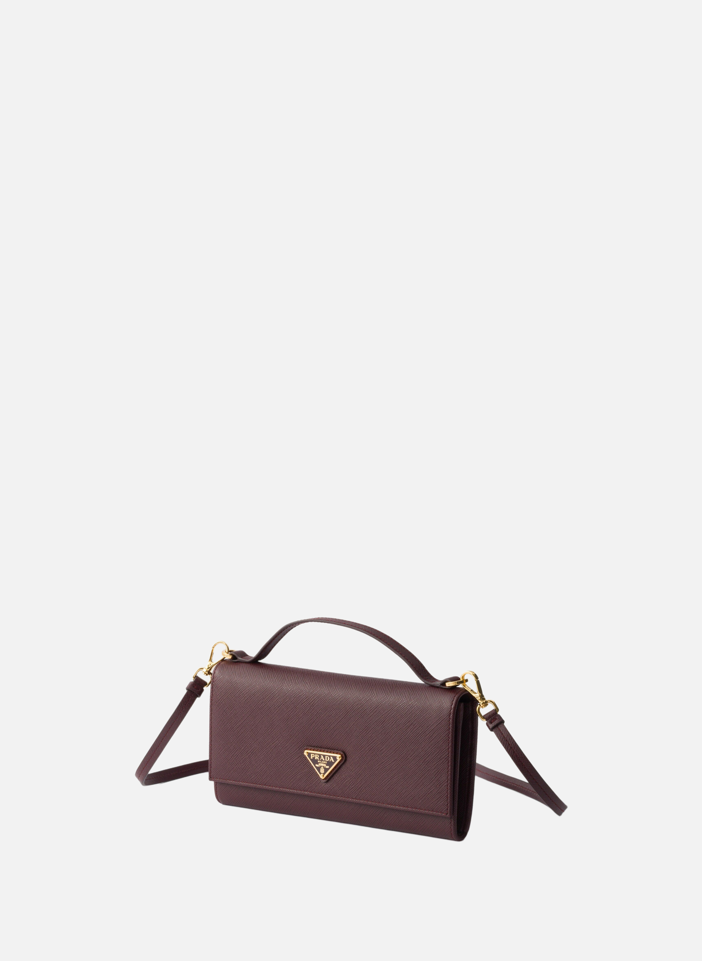 Portefeuille à bandoulière en cuir saffiano PRADA Rouge