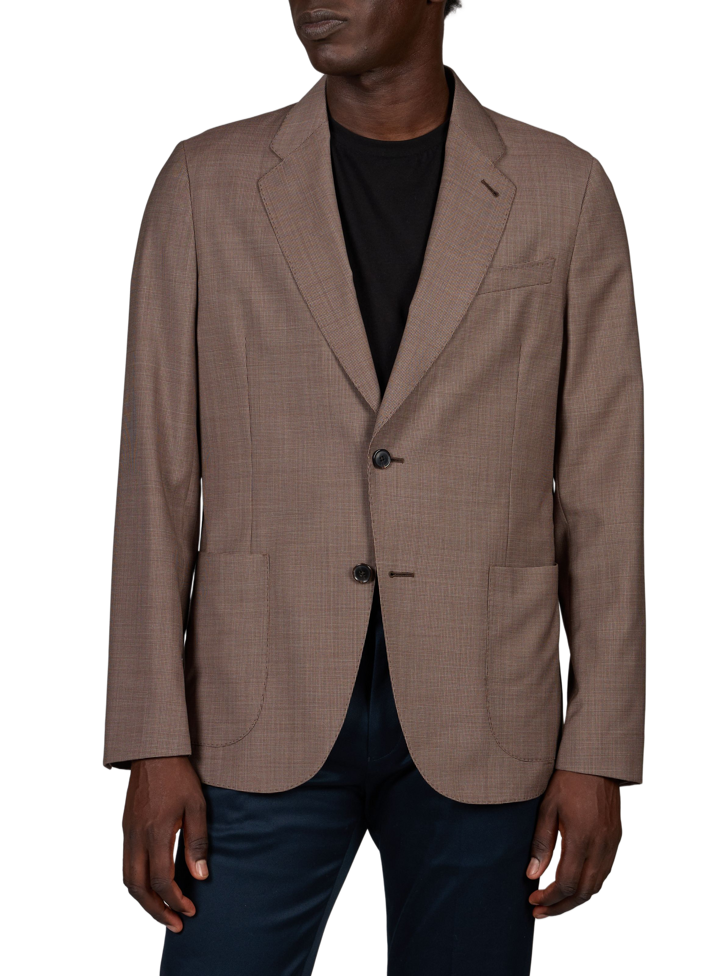 Straight-cut blazer in houndstooth pattern wool PAUL SMITH Brown