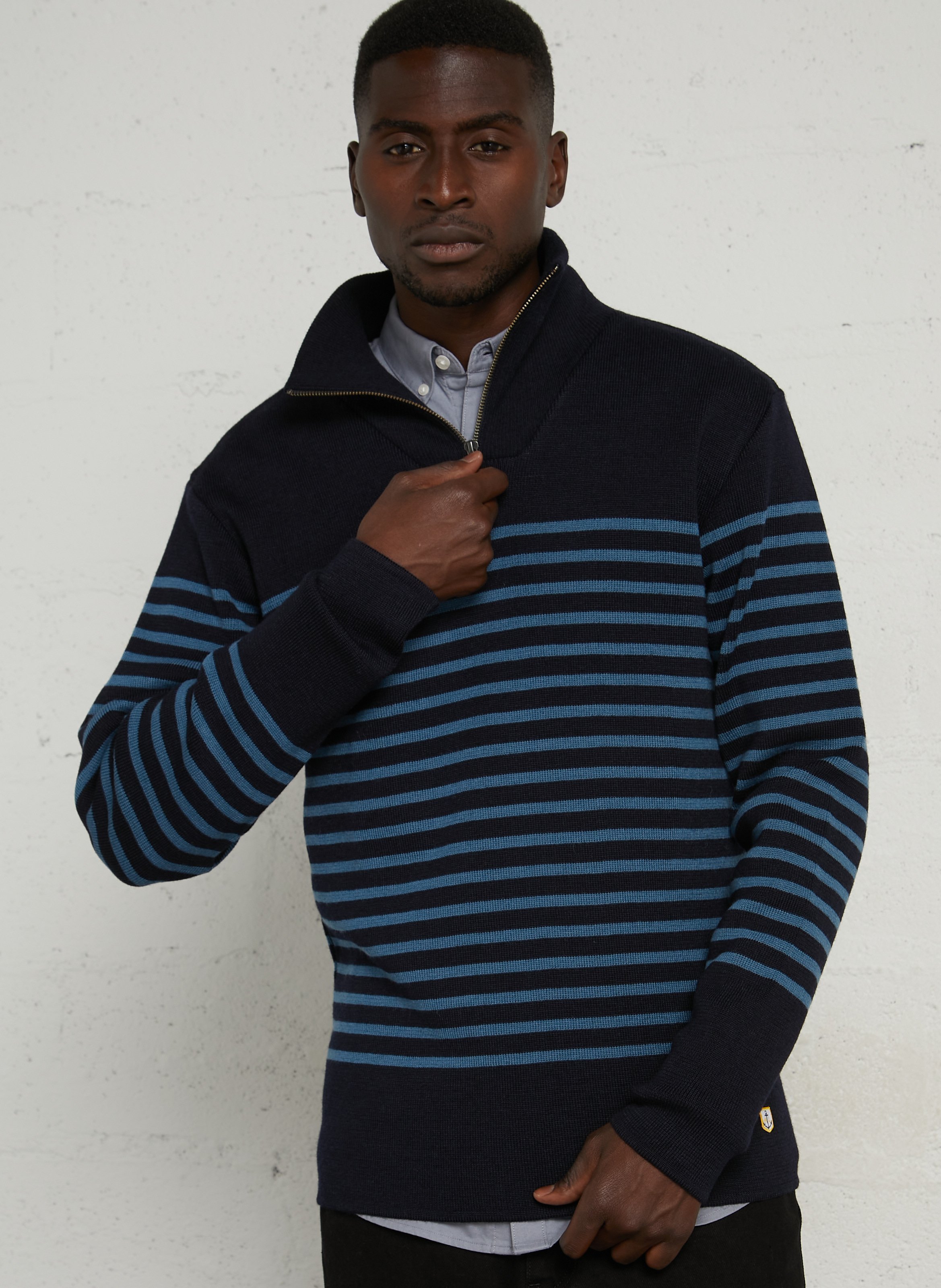 Pull marinière ajusté en laine ARMOR-LUX Bleu