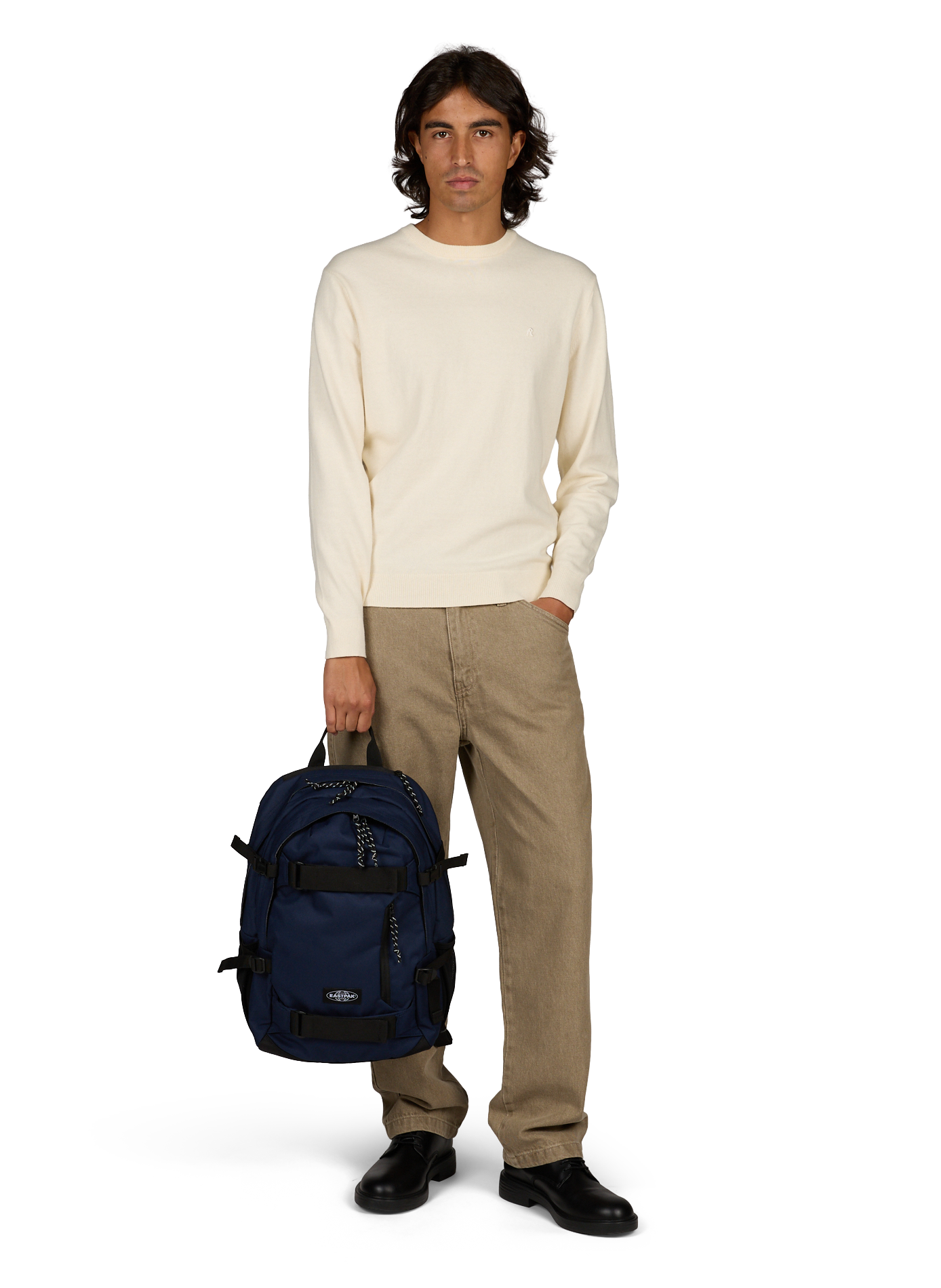 Nylon and Saffiano leather backpack EASTPAK Blue
