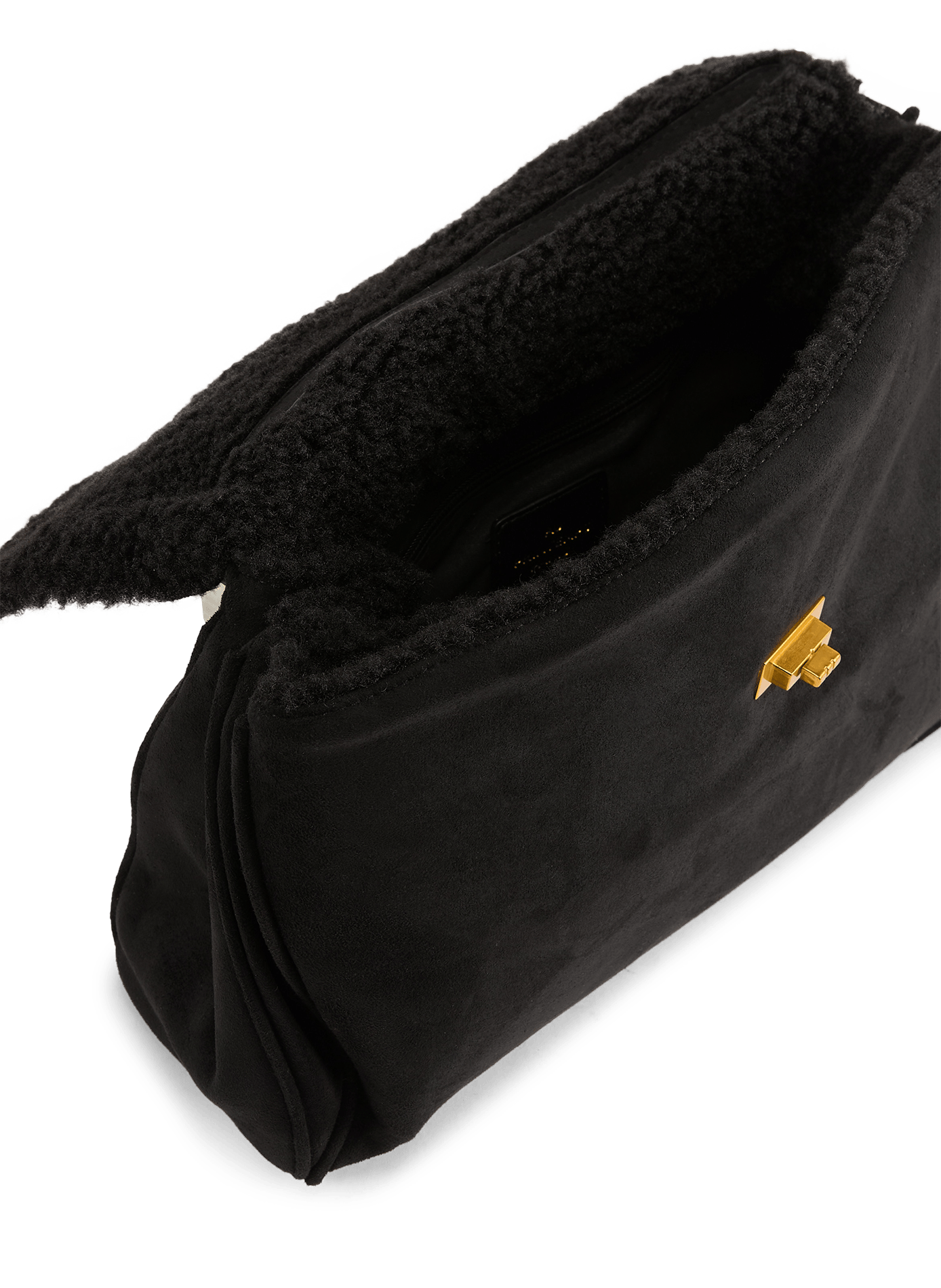 Flap suede effect handbag AU PRINTEMPS PARIS Black