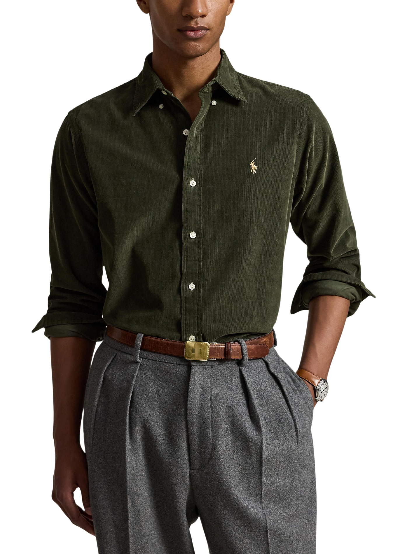 Rechte corduroy hemd van katoen POLO RALPH LAUREN Groen
