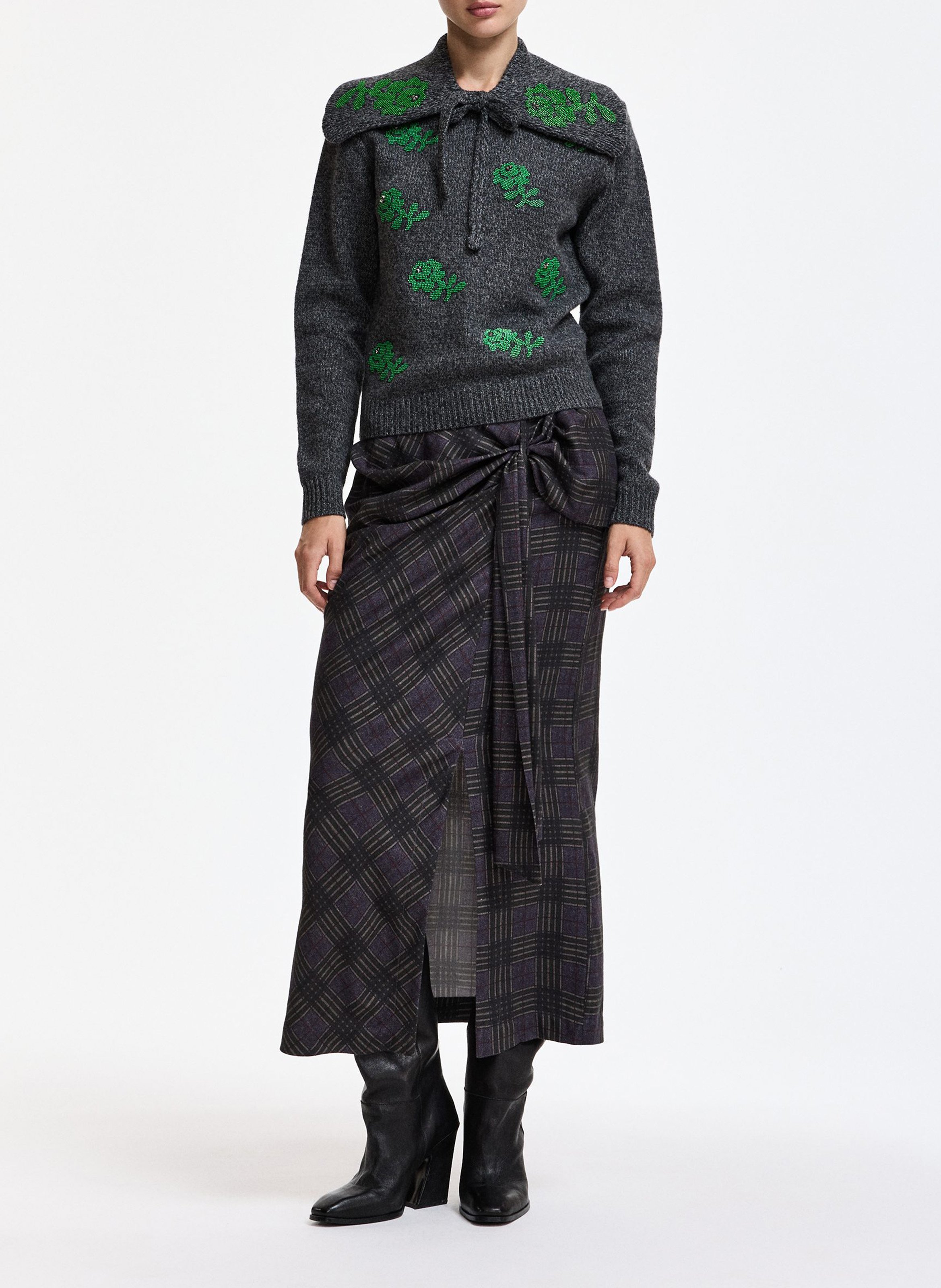 Col amovible noué en laine kol ESSENTIEL ANTWERP Gris