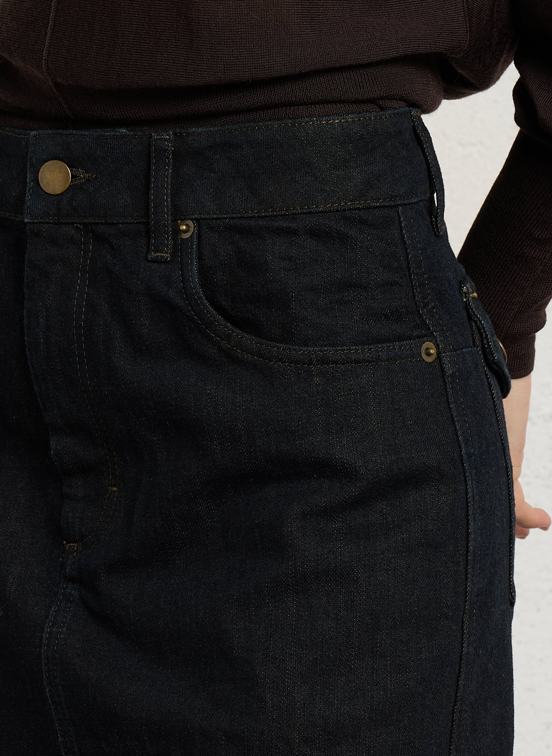 Jupe denim droite en coton lacy SOEUR Noir