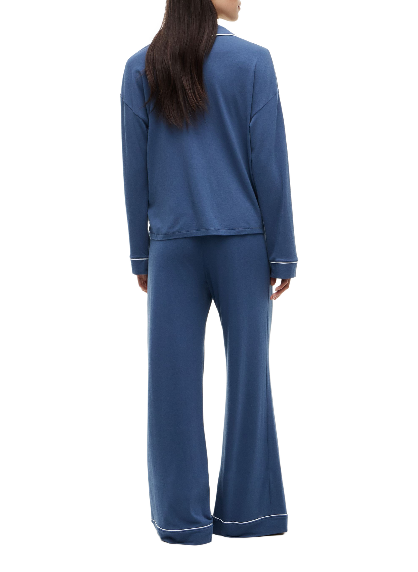 Pyjama long uni en coton mélangé TOMMY HILFIGER Bleu