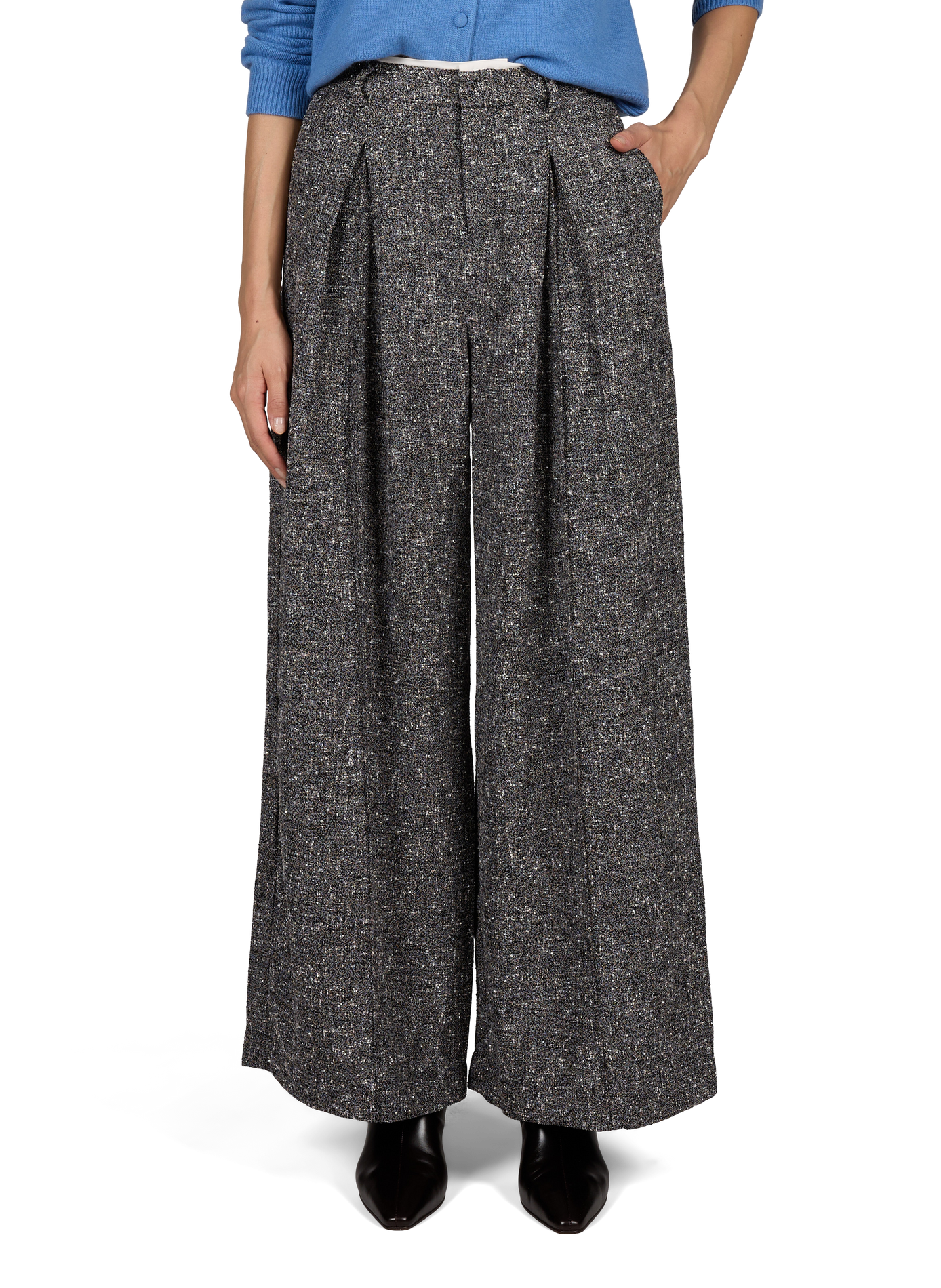 Wide-leg tweed tailored trousers SUNCOO Grey