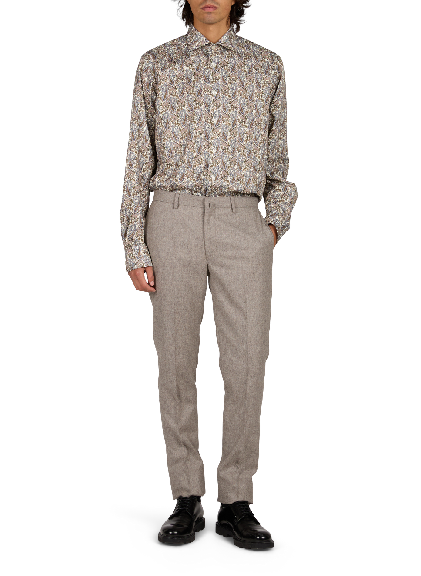 Chemise slim à imprimé en coton ETON Orange