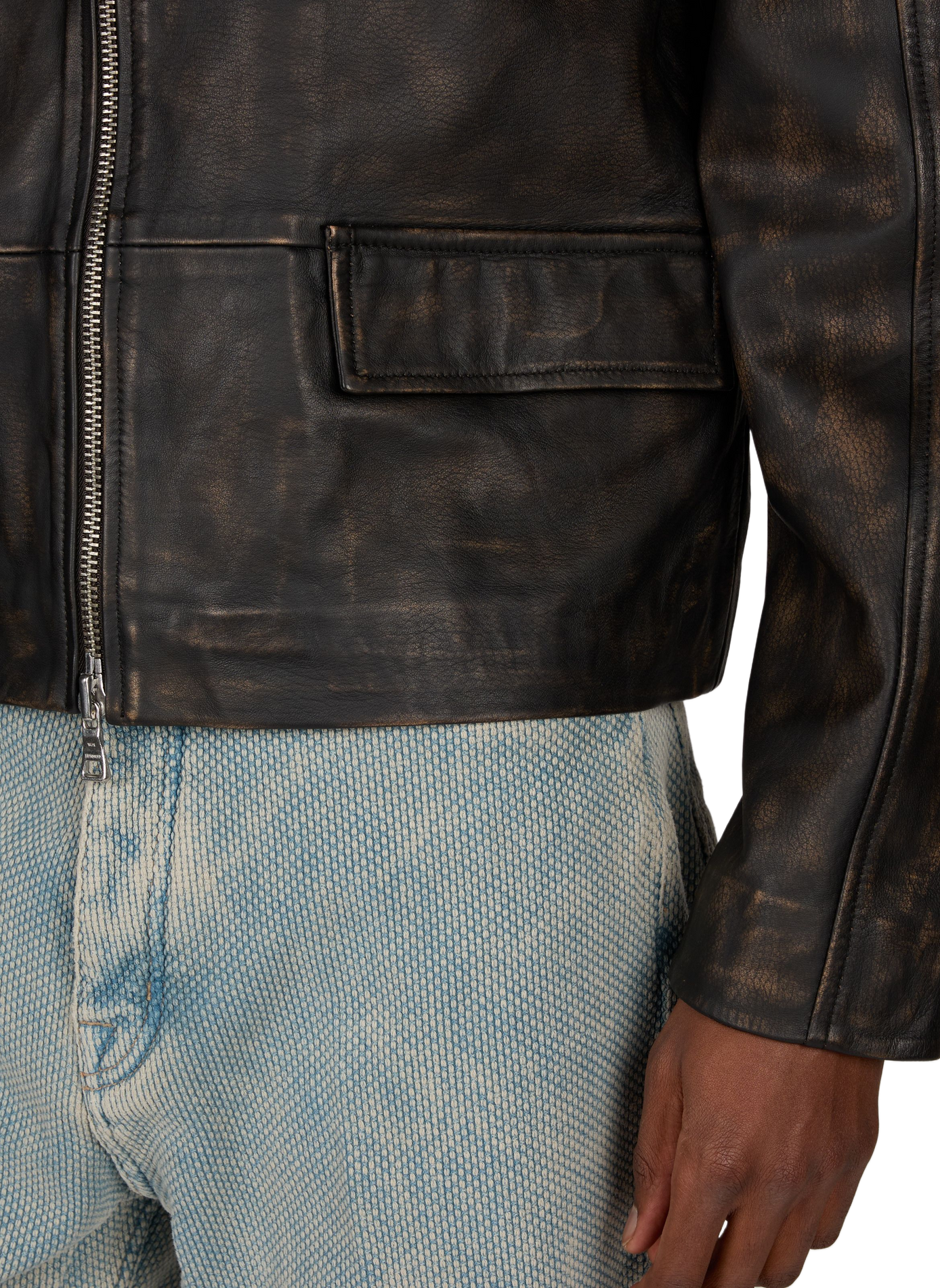 Veste en cuir oversize WON HUNDRED Marron