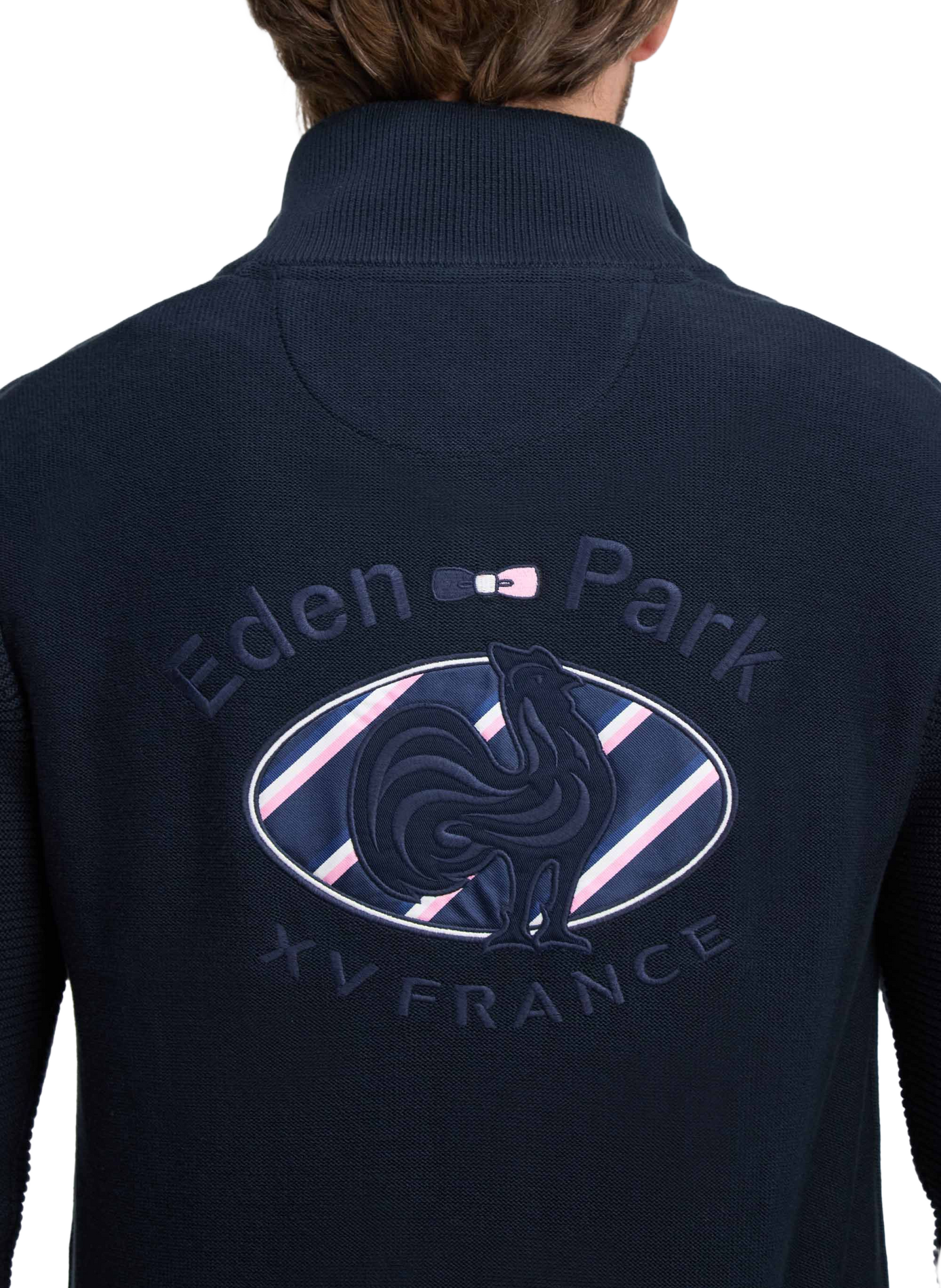 Pull col camionneur en coton EDEN PARK Blauw