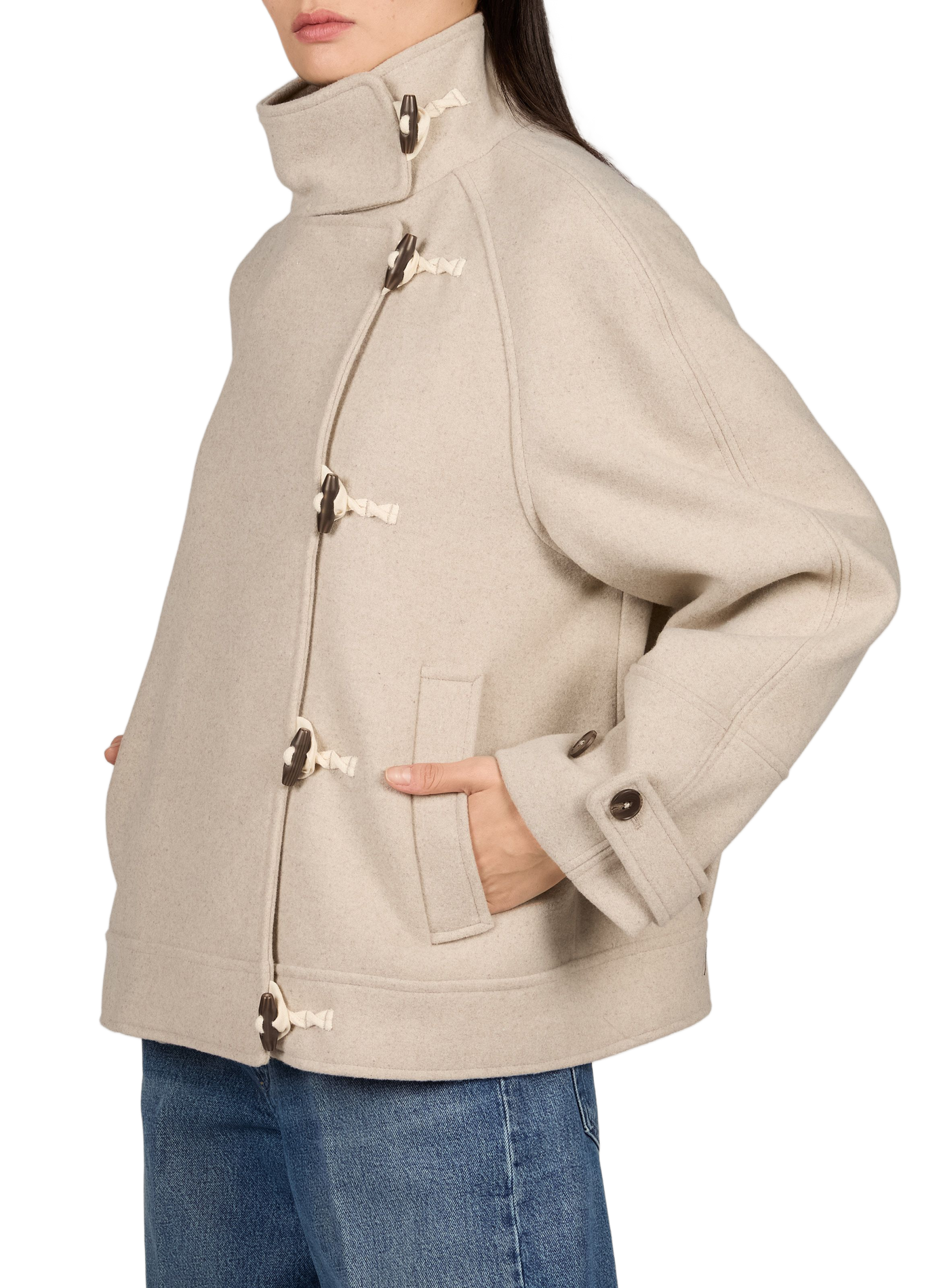 Manteau col montant brandebourg MSCH Beige