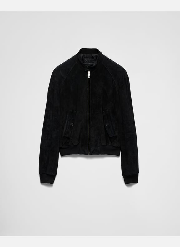 Bomber en veau velours Noir by PRADA PRADA Bomber en veau velours Noir