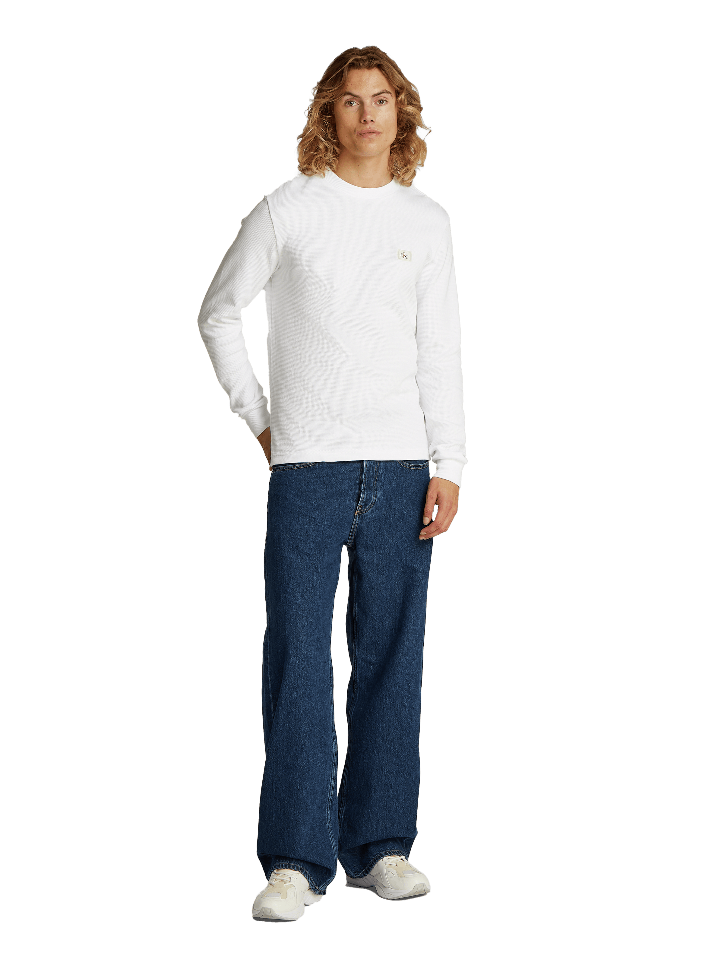 T-shirt gaufré manches longues CALVIN KLEIN Blanc