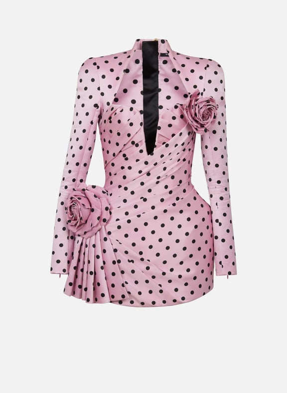 Robe courte imprimée polka dots Rose by BALMAIN BALMAIN Robe courte imprimée polka dots Rose
