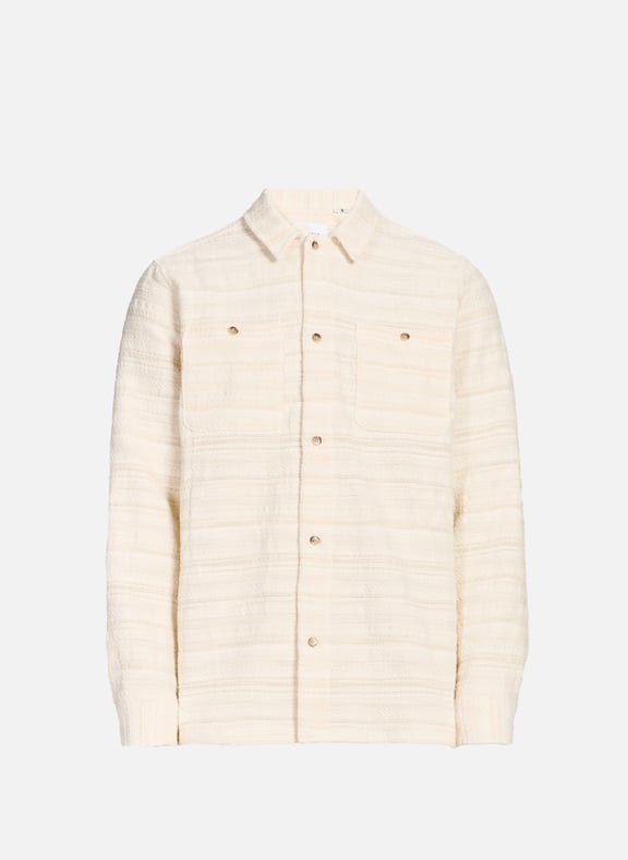 Striped textured cotton blend jacket White by LES DEUX LES DEUX Striped textured cotton blend jacket White