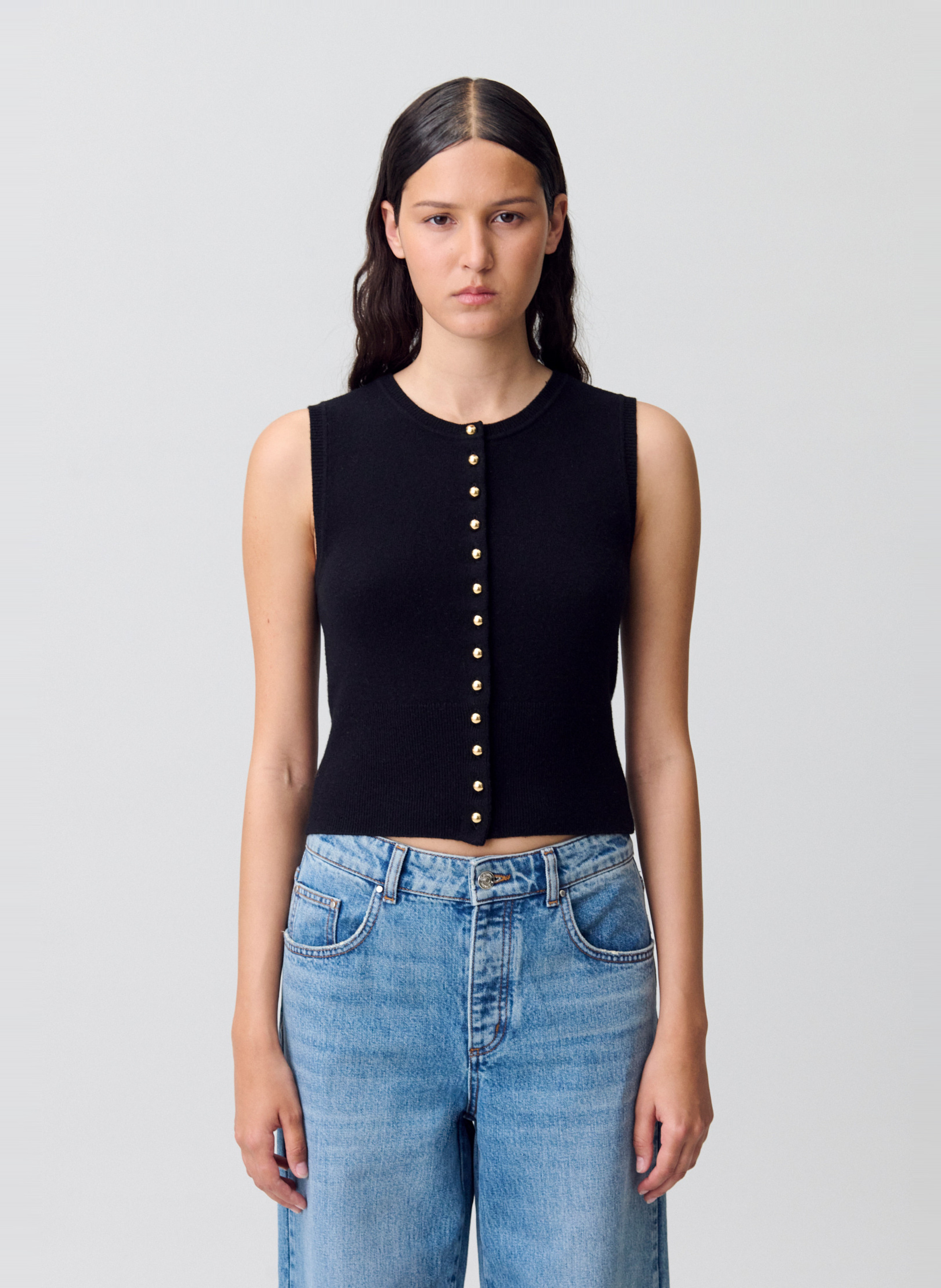 Top ajusté en laine CLAUDIE PIERLOT Noir