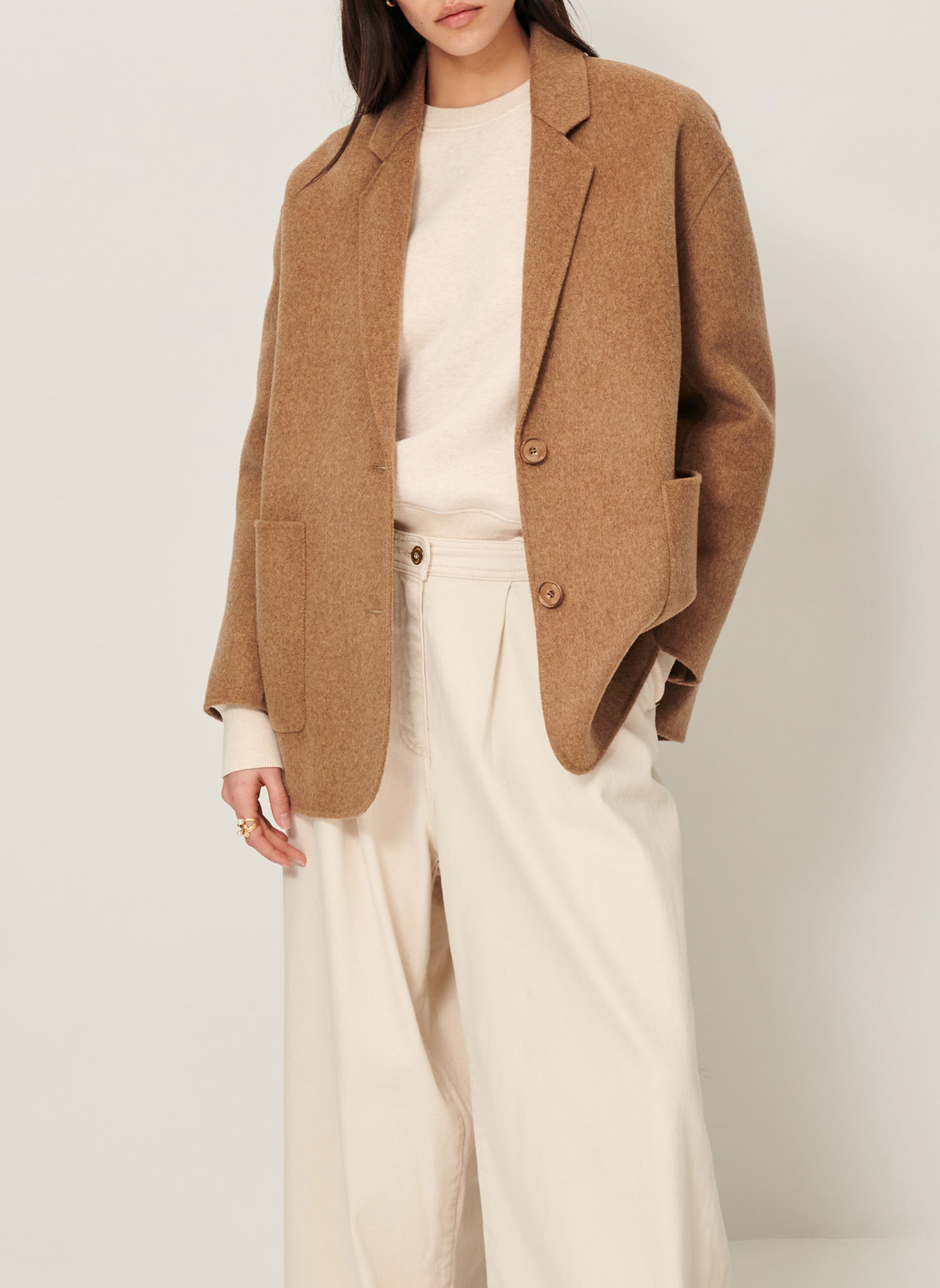 Veste de tailleur en laine mélangée traniwool SESSUN Beige