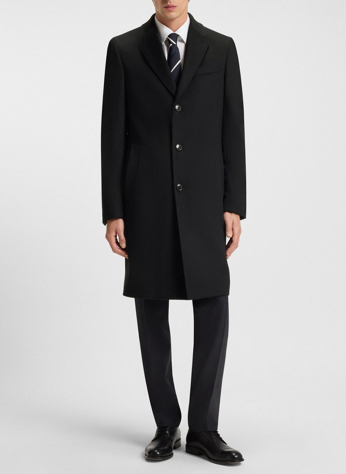 Manteau col tailleur en laine mélangée BOSS Noir