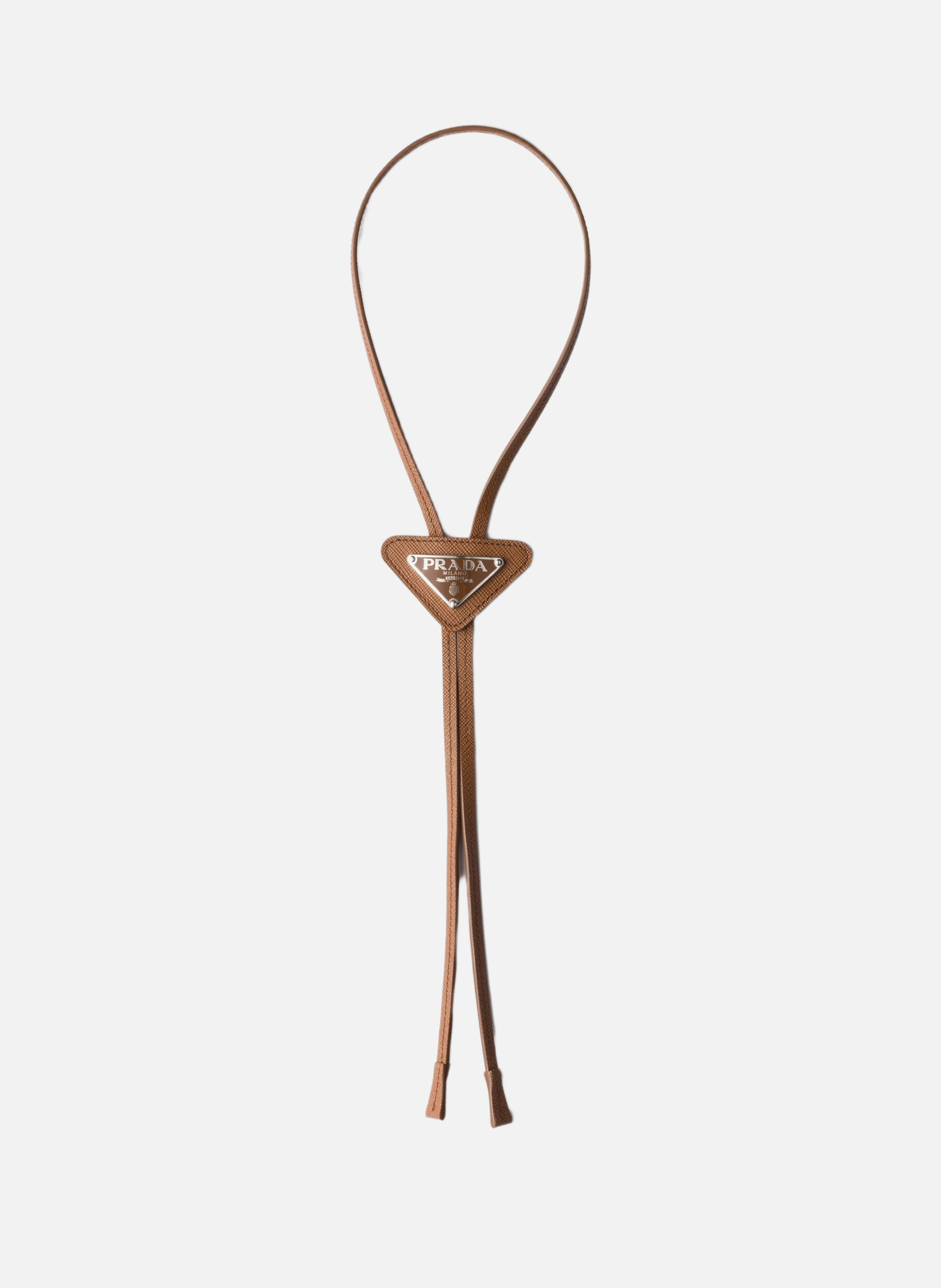 Bolo tie en cuir saffiano PRADA Marron
