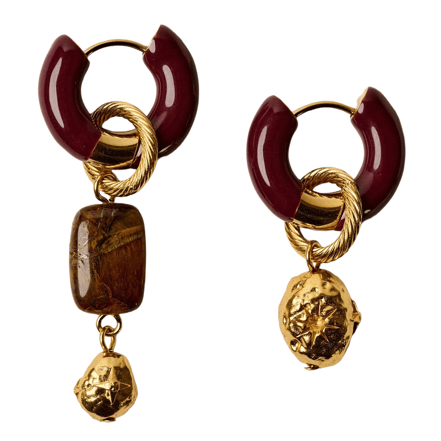 Boucles d'oreilles asymétriques nilla SESSUN Marron