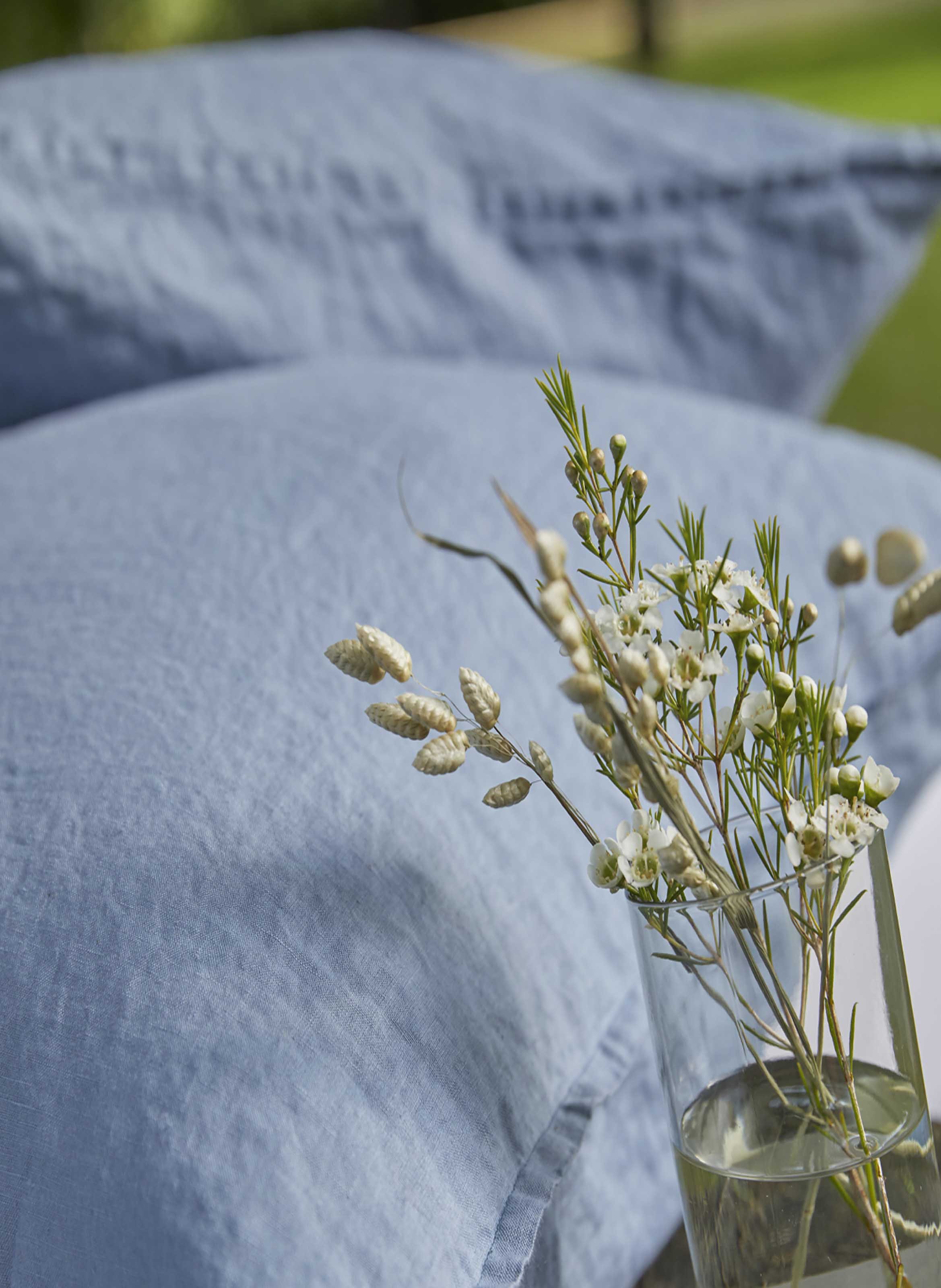 Taie d'oreiller unie en lin lavé, nouvelle vague ALEXANDRE TURPAULT Bleu