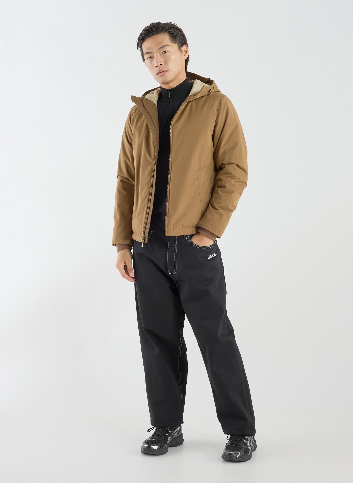 Jacket with high collar and hood WOOLRICH Brown