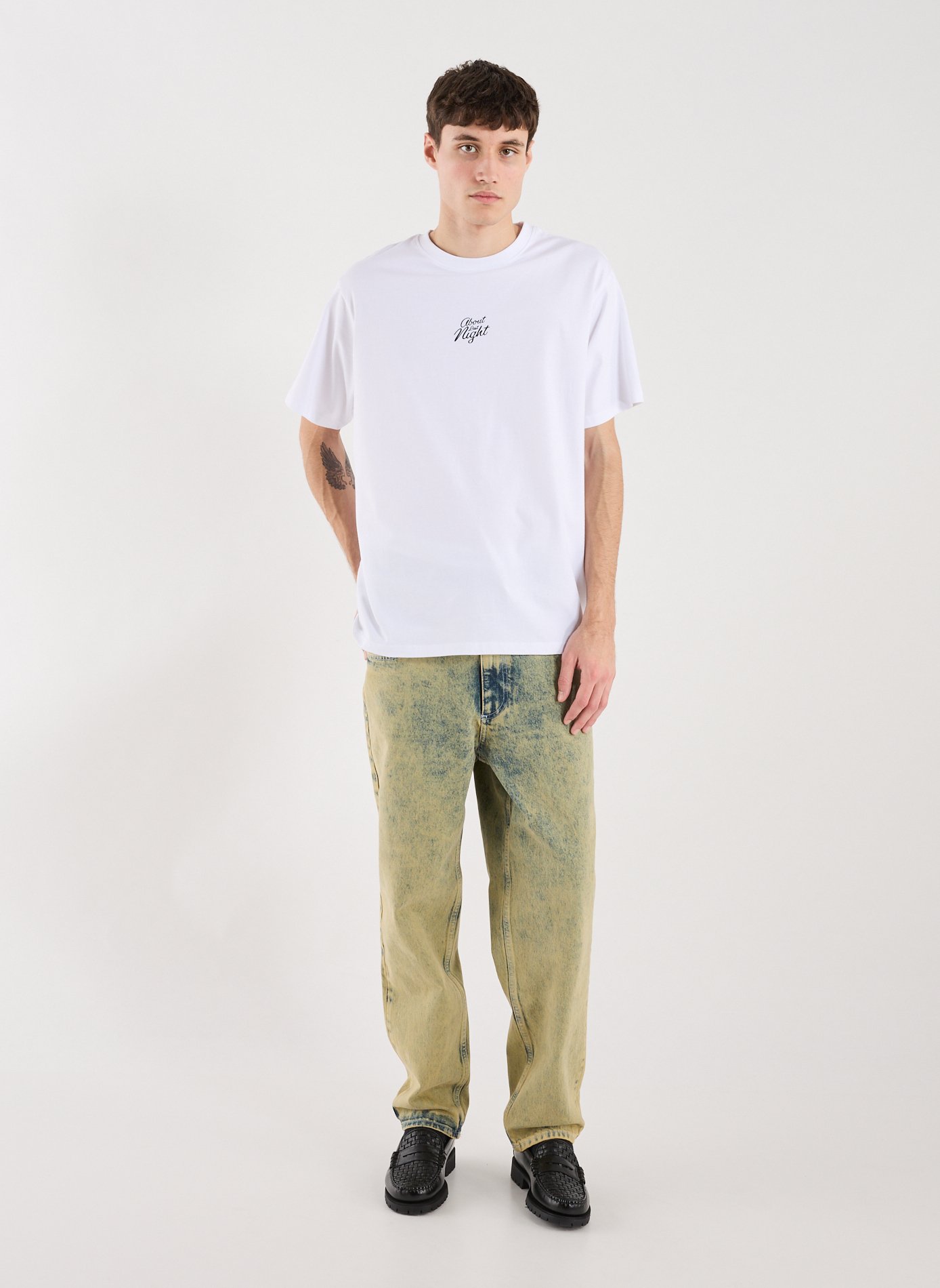 T-Shirt droit imprimé en coton JACKER. Blanc