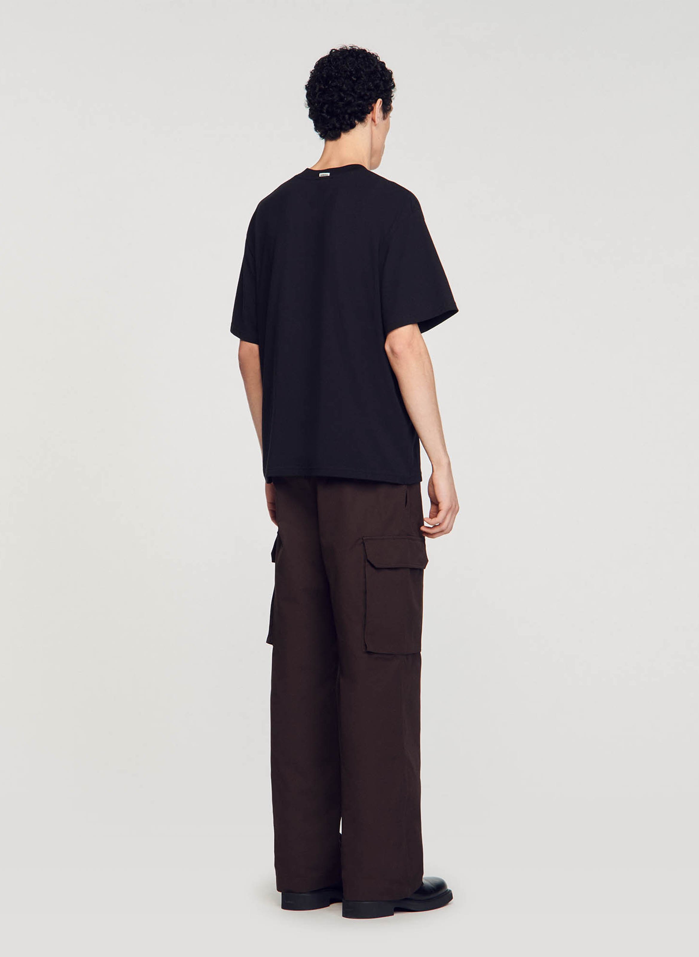 Tee-shirt oversize col rond en coton SANDRO Noir