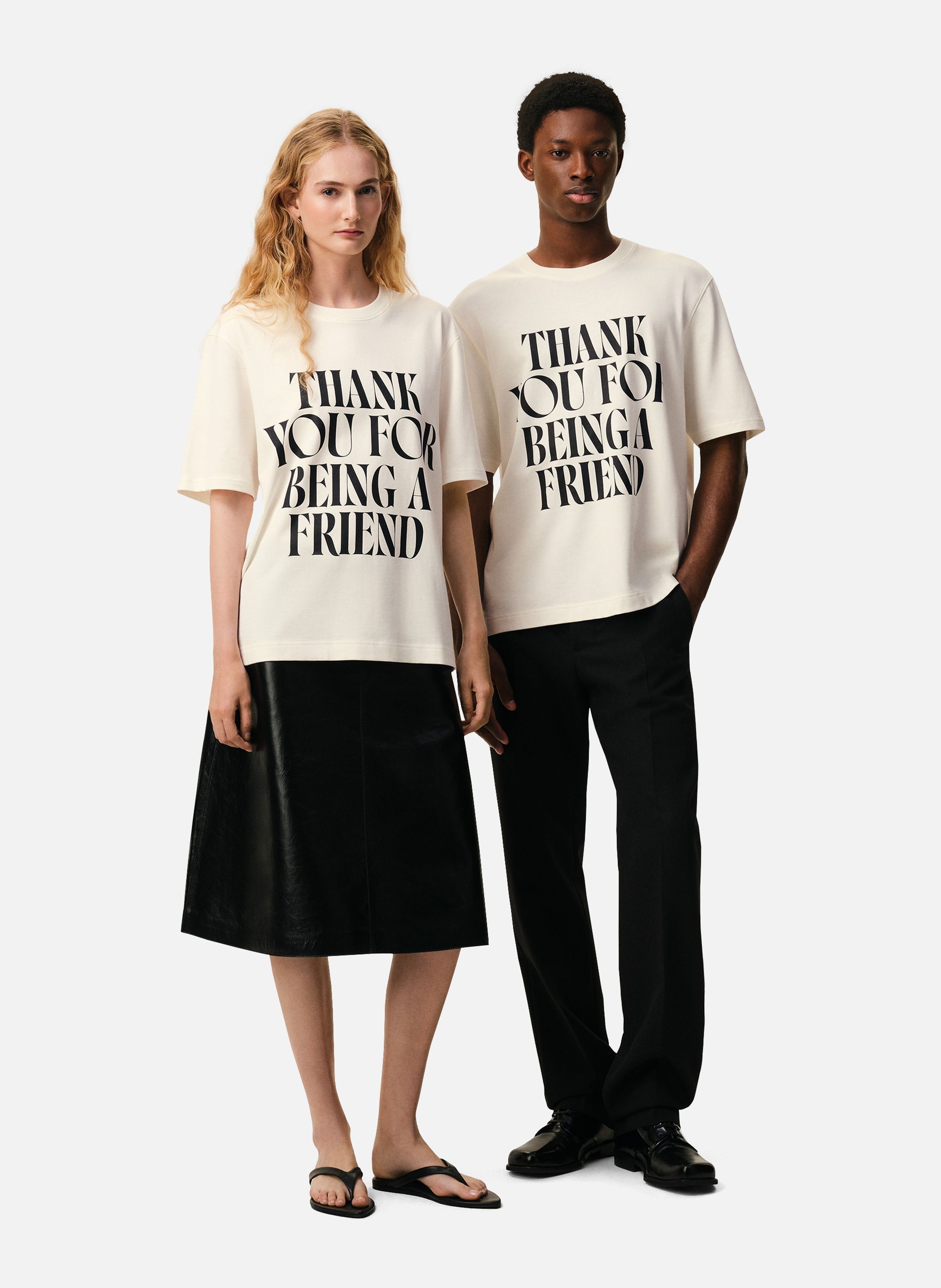 T-shirt imprimé signature unisexe en coton AMI PARIS Blanc