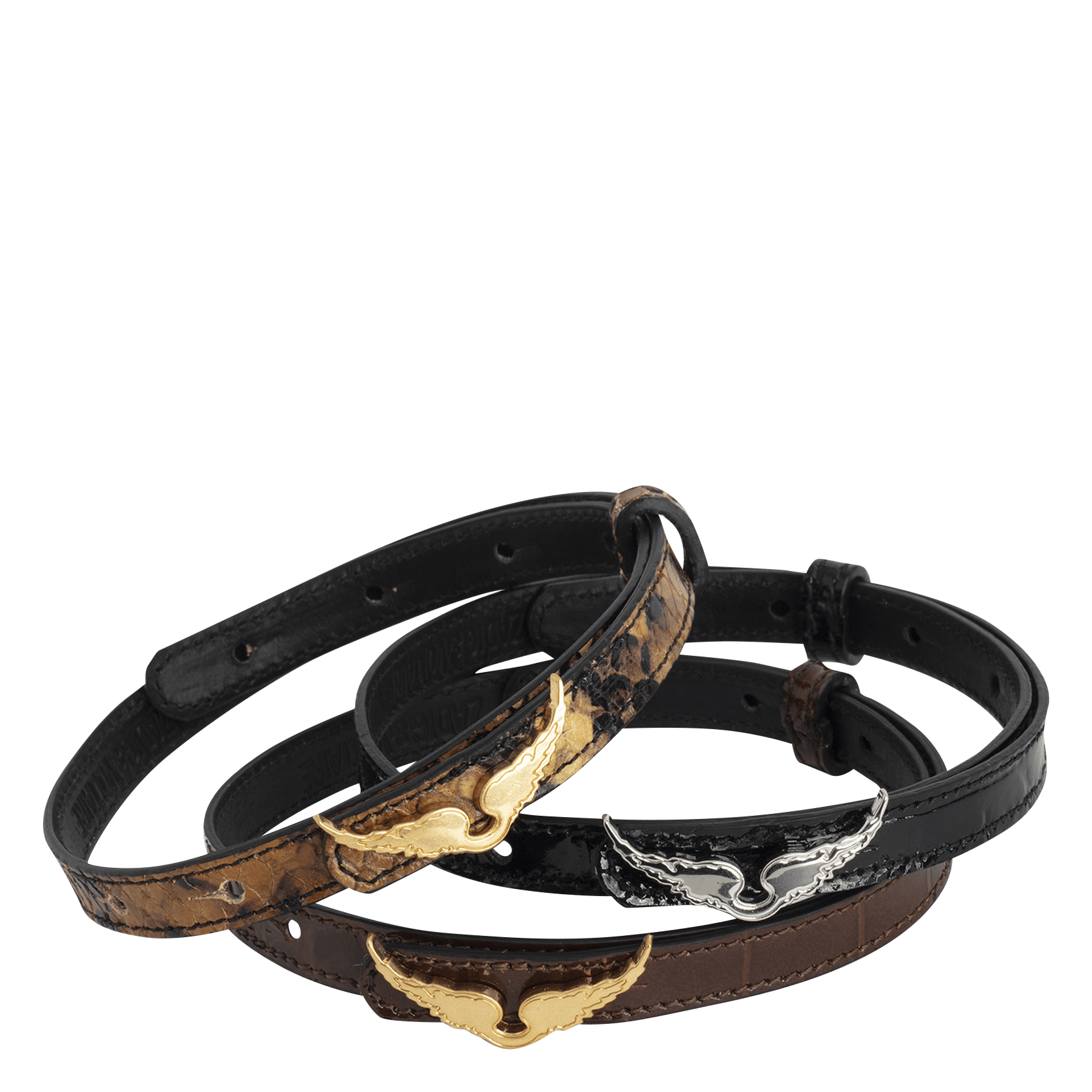 Bracelet cuir avec aile en métal rock ZADIG&VOLTAIRE Marron