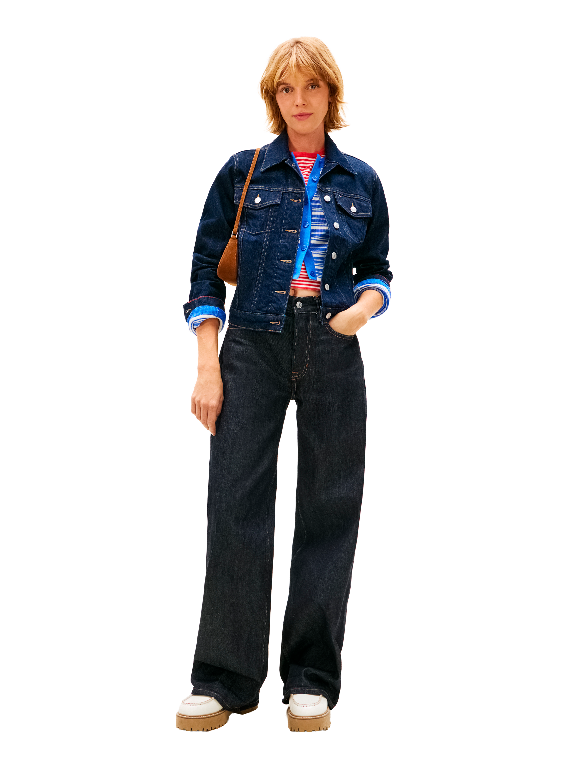 Straight denim jacket in mixed cotton TOMMY HILFIGER Blue