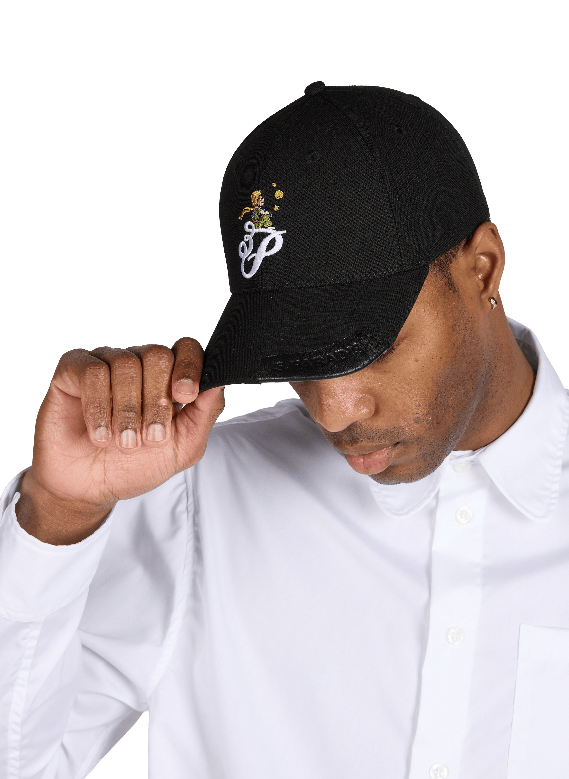 Embroidered cap in merino wool and silk 3 PARADIS Black