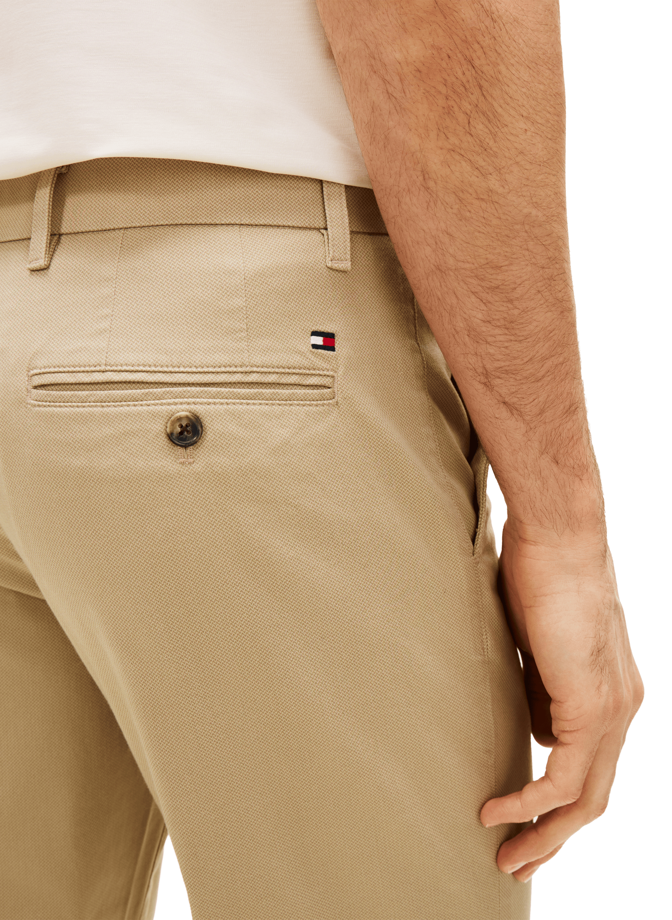 Pantalon coupe droite en coton TOMMY HILFIGER Beige