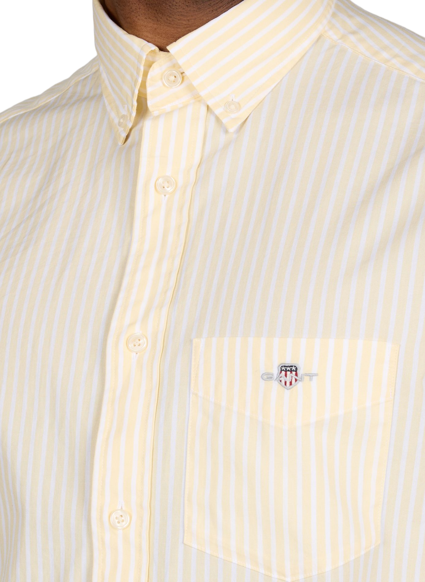 Chemise col américain à rayures en coton GANT Jaune