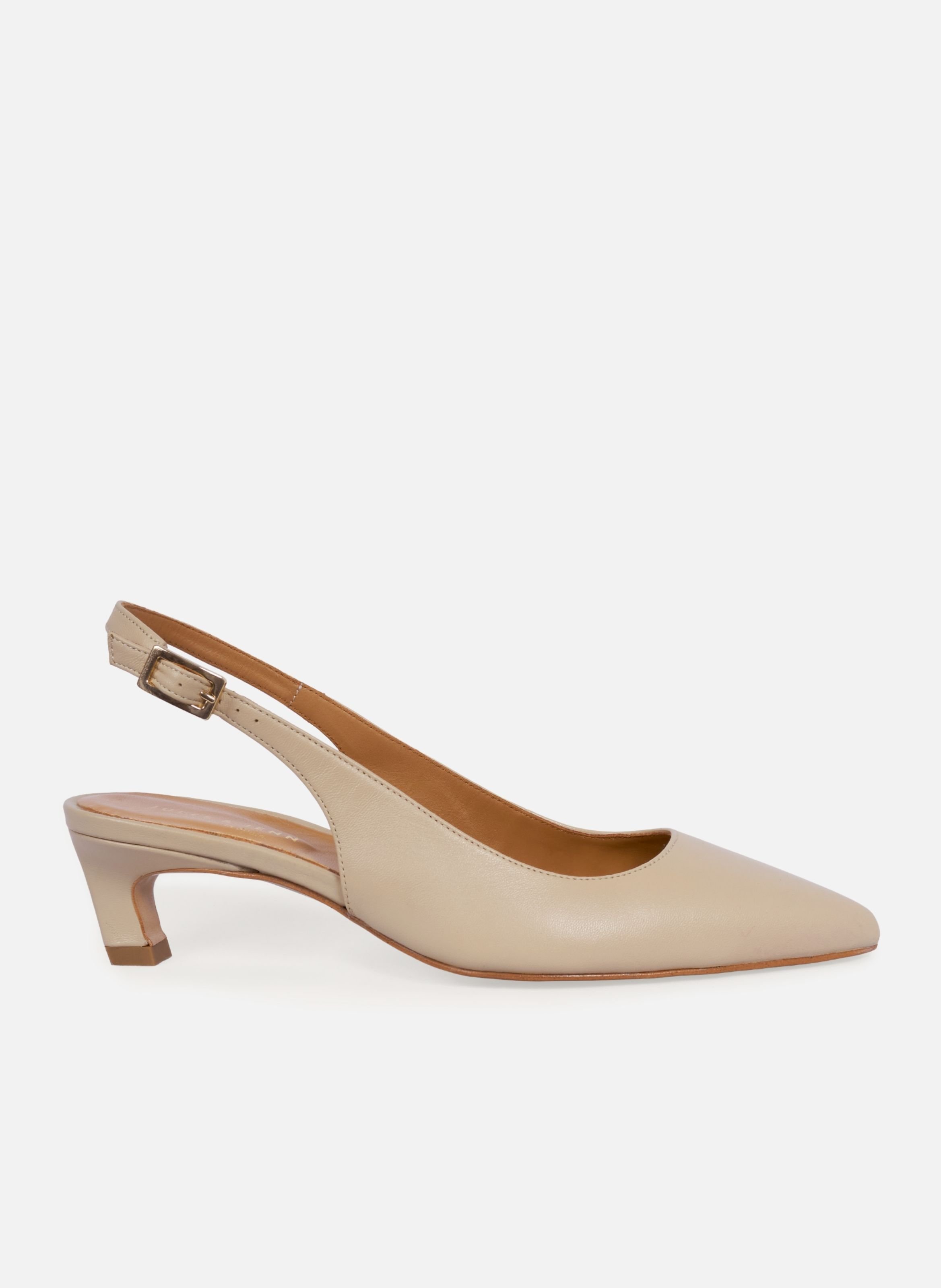 Escarpins slingback albane petit talon cuir lisse JULES & JENN Beige