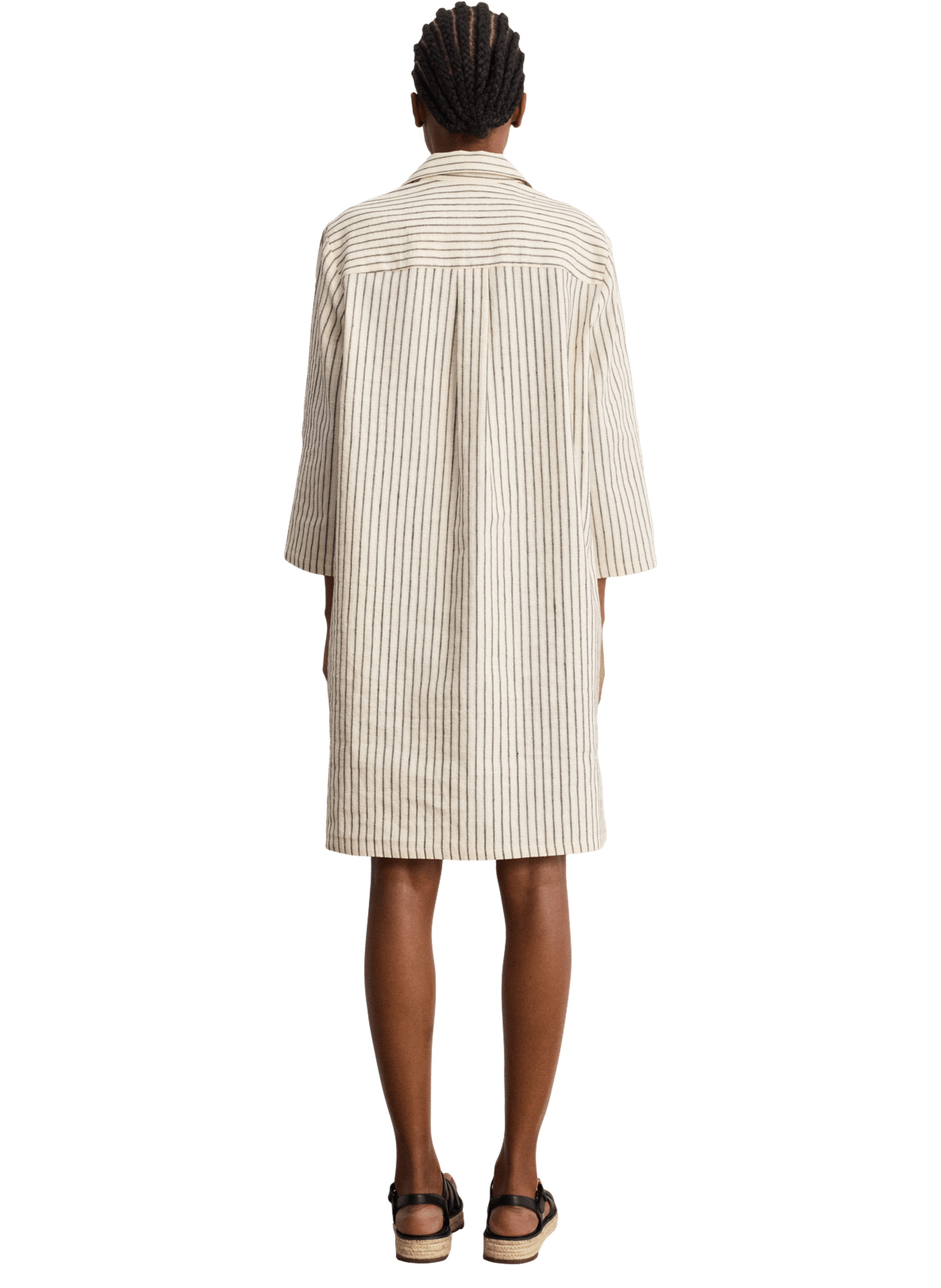 Robe rayée en coton, chanvre et lin -aliya Beige