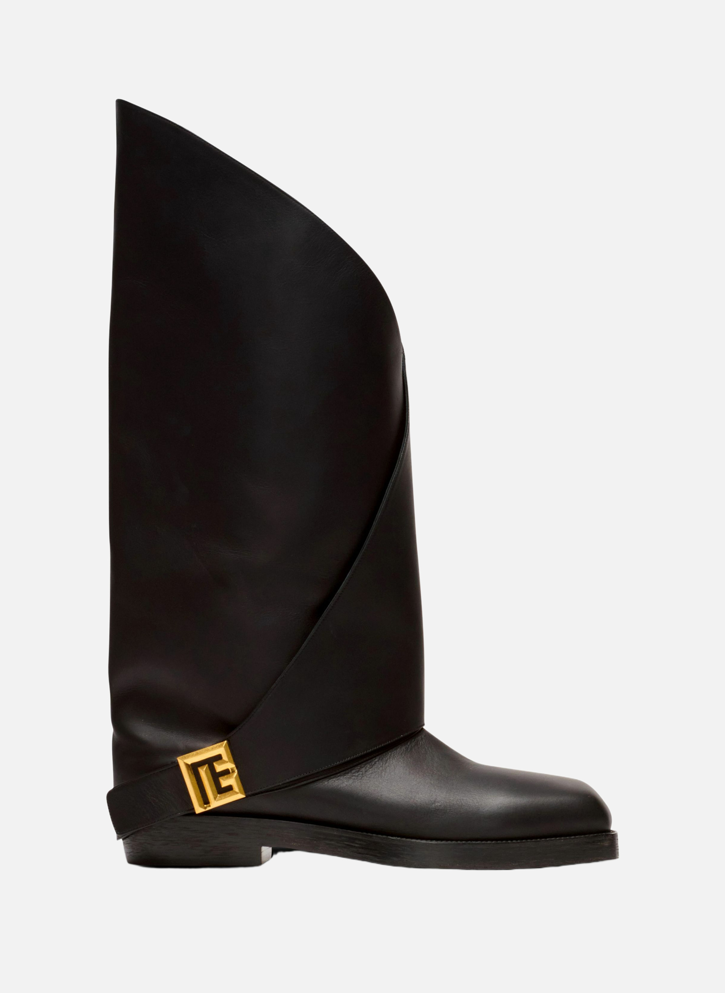 Bottes plates twist en cuir BALMAIN Noir