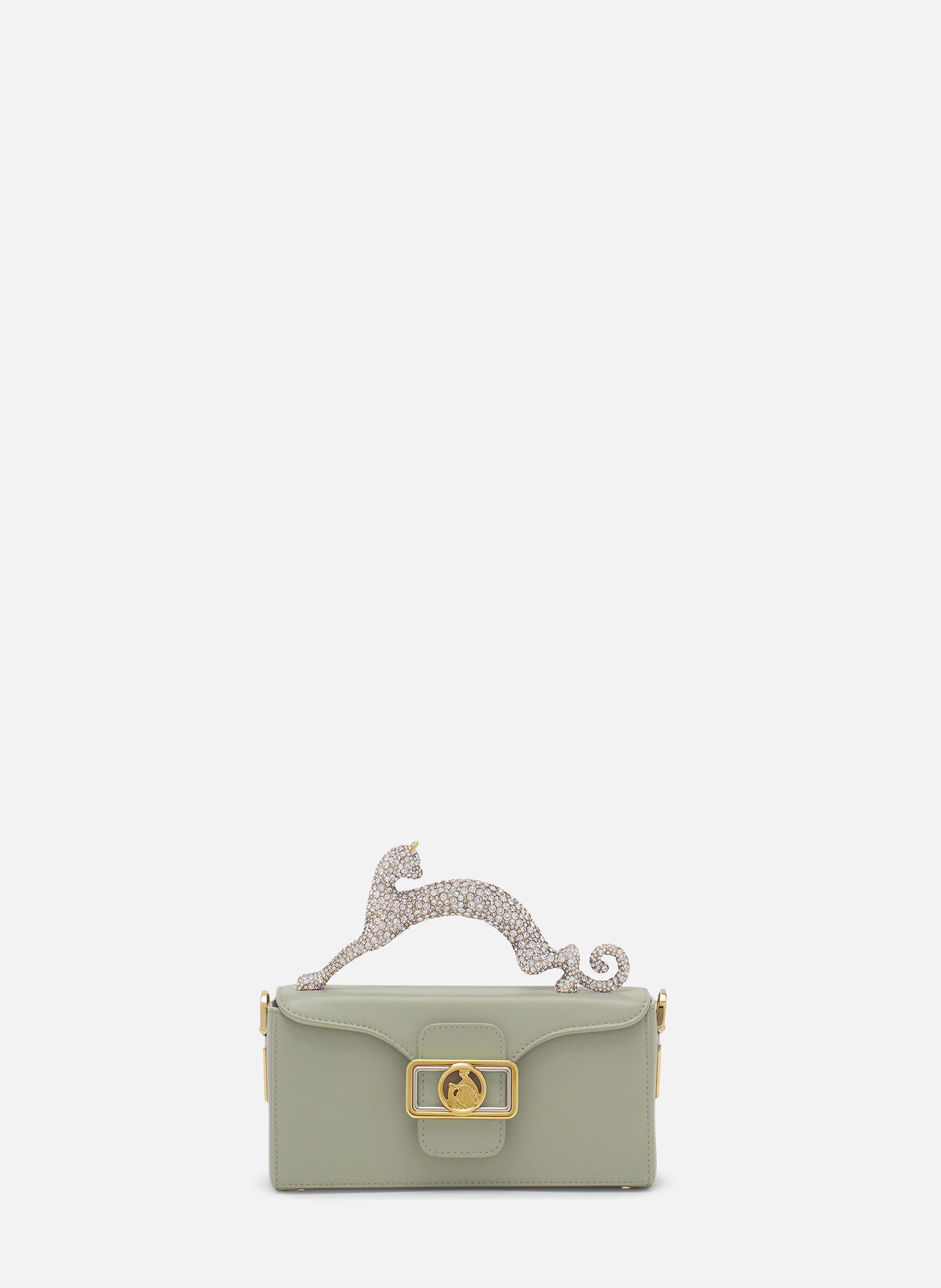 Sac pencil cat nano en cuir et strass LANVIN Blanc